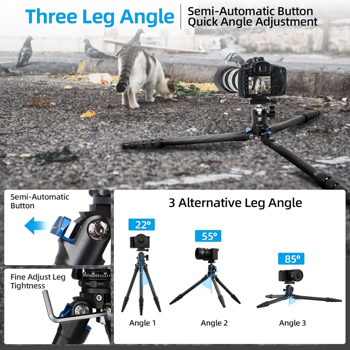 SIRUI Carbon Fiber Travel Tripod - Lightweight Only 0.93kg，Compact Tripod with 360° Panorama Ball Head Quick Release Plate, Max Height 50.2", Max Load 6kg for Camera, DSLR