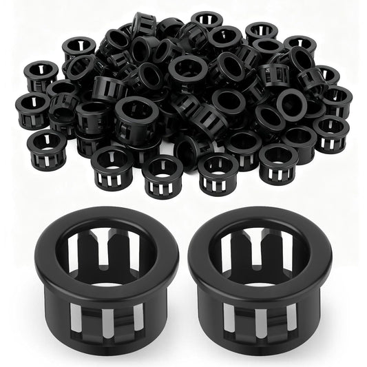 200PCS 1/2" Black Cable Snap Bushing Grommet, Snap in Cord Bushing Protect Cables