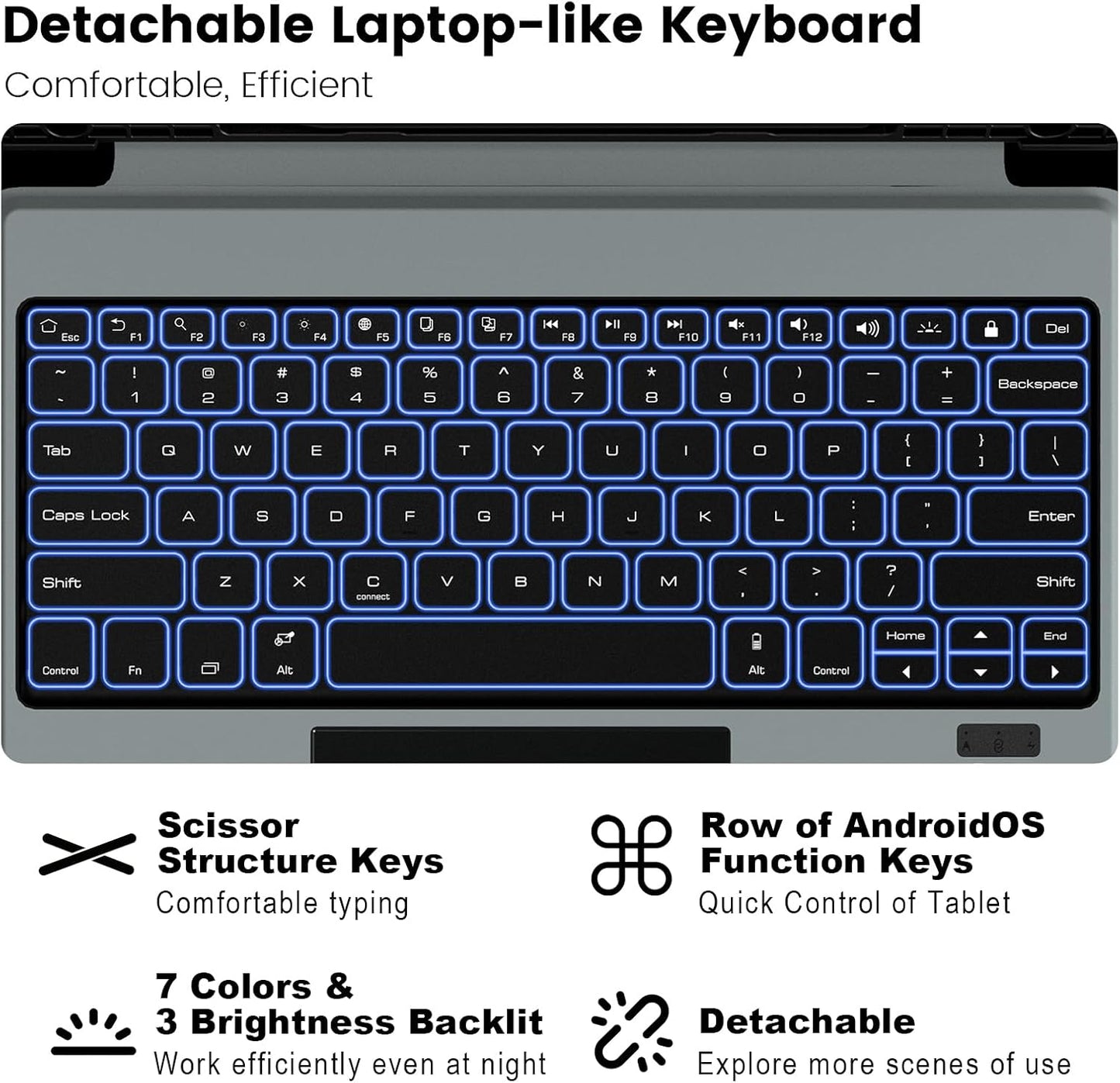 Nillkin for Samsung Galaxy S7 FE/ S7+ Plus/ S8+ Plus 12.4 Inch Keyboard Case,7 Backlight Colors, Magic Trackpad,S Pen Holder,Slide Camera Cover Compatible with Galaxy S8 Plus Tablet Case with Keyboard