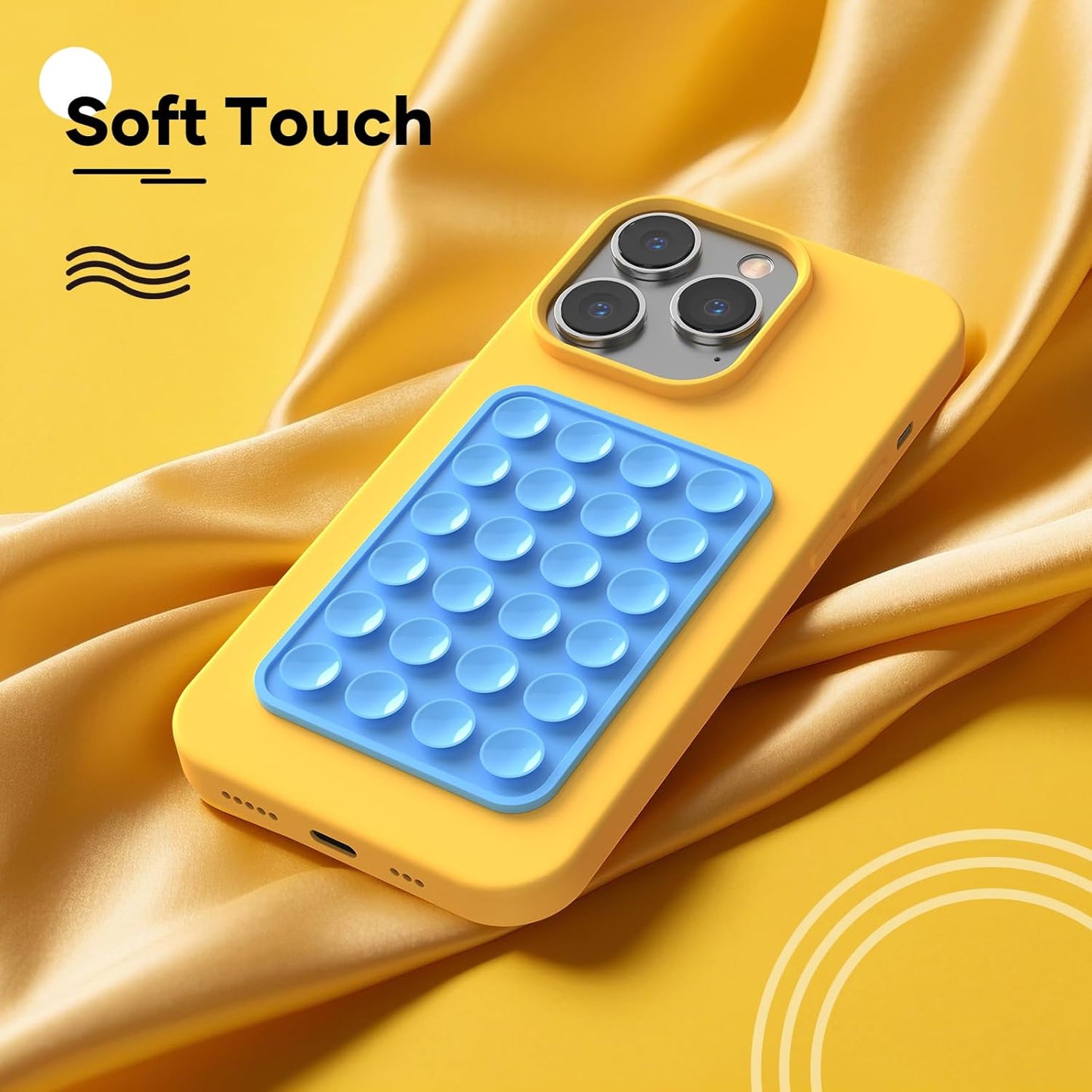 Silicone Phone Sticky Grip, Suction Phone Case Mount for iPhone and Android, Hands-Free Sticky Cell Phone Grip, Mobile Fidget Mirror Holder for Selfies and Videos