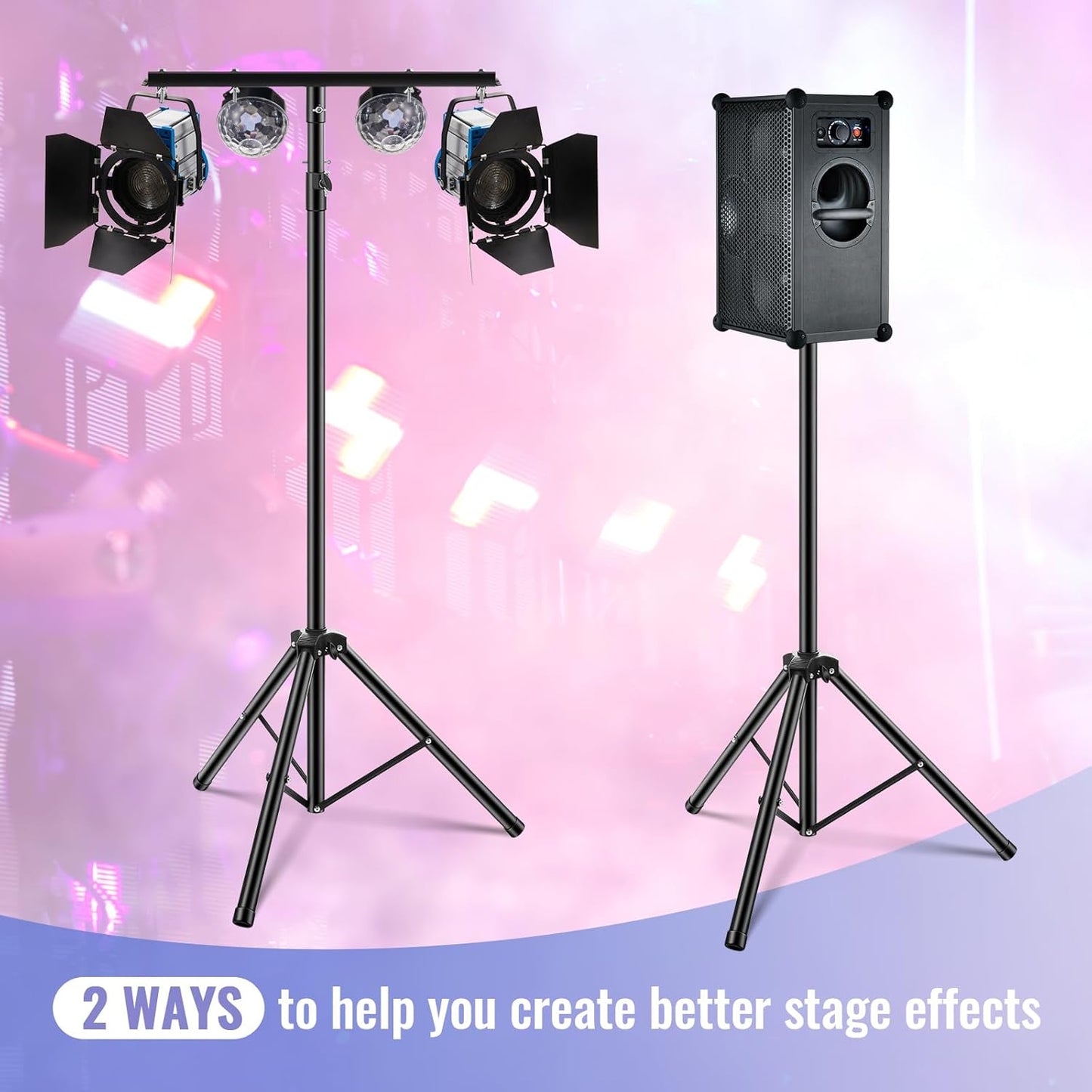 Juexica 2 Pcs DJ Light Stand Adjustable 35-63 Inch Par Can Tripod T-Bar Stage Light Stand Portable Lighting Rack for Stage Bar Banquet Party