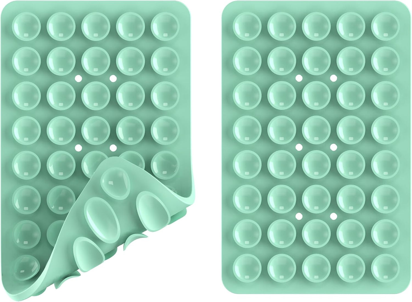 2PACK Silicone Double Sided Suction Phone Case Mount, Detachable Hands Free & Strong Grip Holder for Selfies & Videos, Compatible iPhone Android (Turquoise, 2Pack 40 Suction Cups)