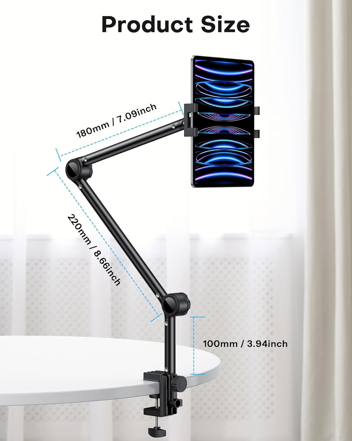 OMOTON Adjustable Tablet Stand for Desk, Tablet Mount for iPad, Phone Holder for Bed with 360° Rotation Fits for 4.7-11" iPad Pro, Air/Mini, Kindle and Phones