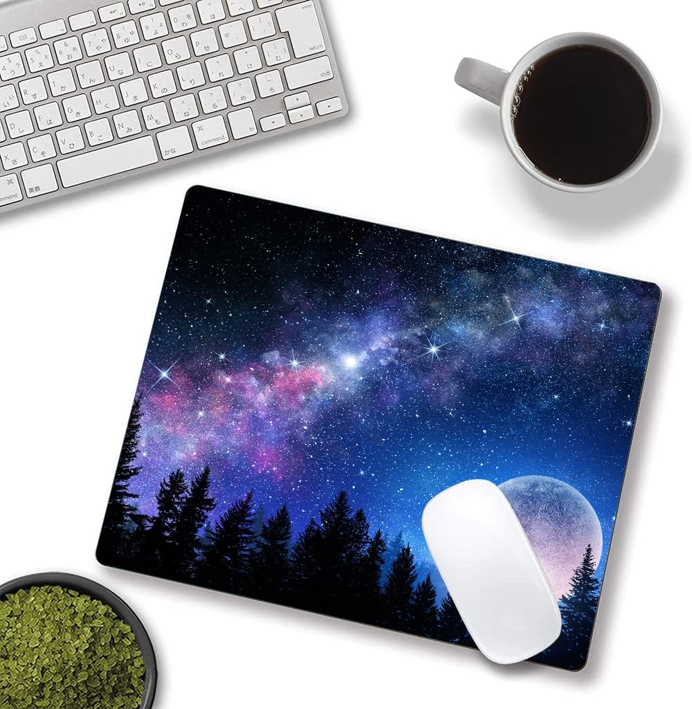Mouse Pad, Forest Moon Mouse Pad, Washable Square Cloth Mousepad for Gaming Office Laptop, Non-Slip Rubber Cute Computer Mouse Pads for Wireless Mouse, Cute Mouse Pads for Desk