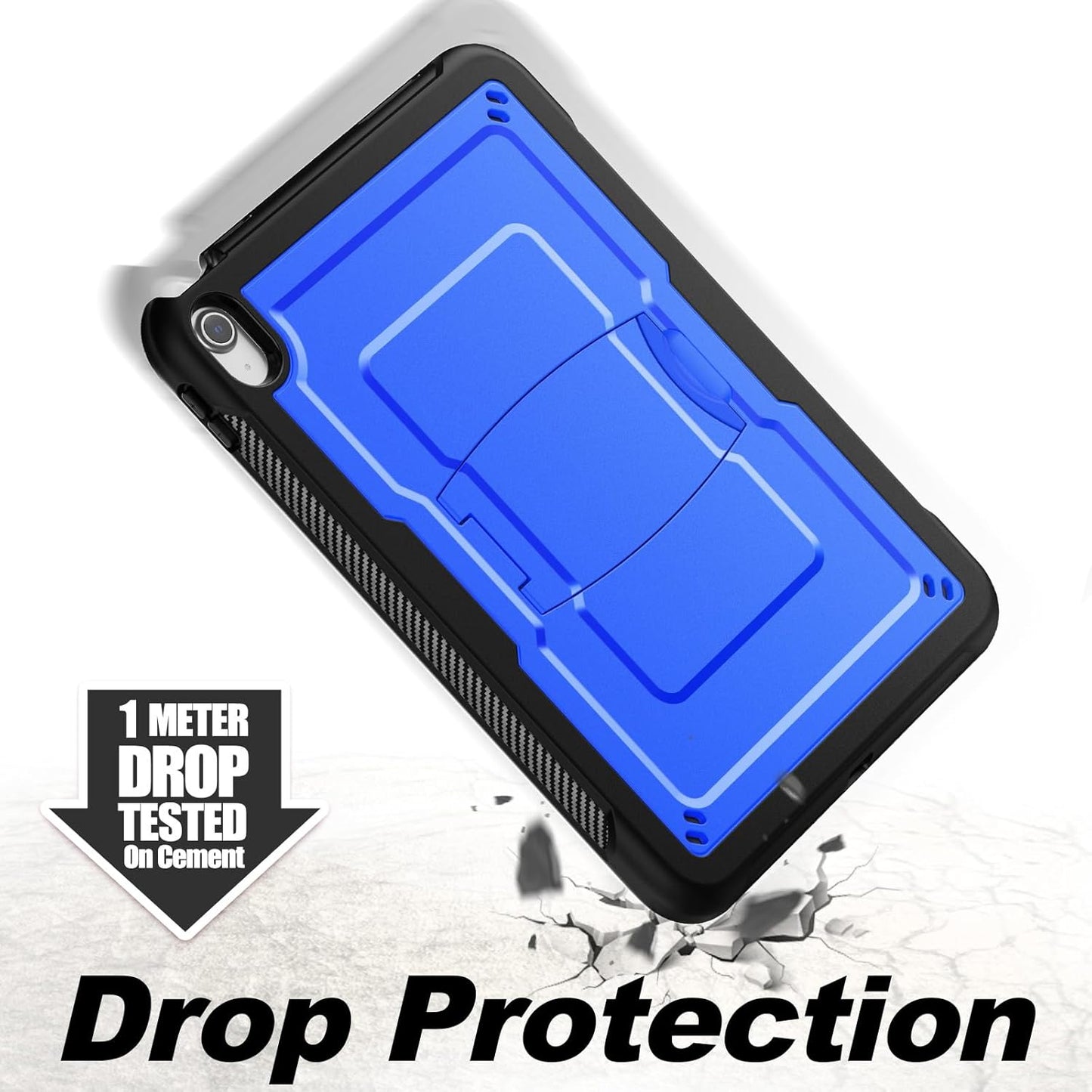 SEYMAC stock Case for iPad (A16) 11th/10th Generation 11''/10.9'' 2025/2022, with Built-in Screen Protector, Shoulder Strap, Built-in Kickstand, Rugged Full Body Shockproof Protective Case, Blue