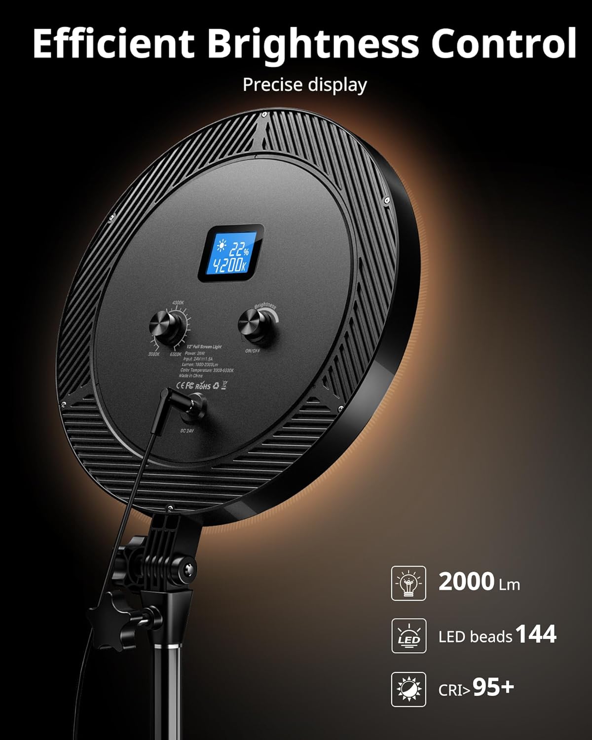 UBeesize Professional Ring Light with Stand, Phone Holder & Remote – 6500K Full-Screen LED Lighting for Makeup, Photography, Studio, Barber, and Live Streaming