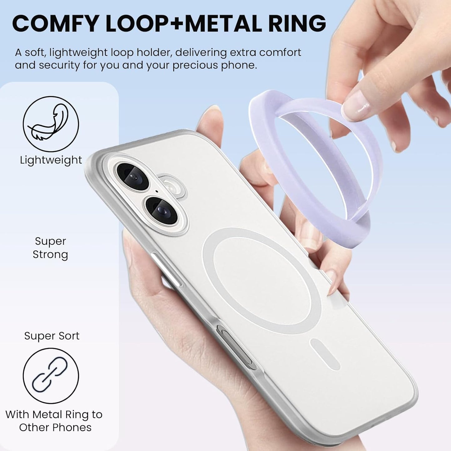 Magnetic Silicone Ring Grip Phone Holder, Loop Grip Phone Holder,Magnetic Phone Loop,Magsafe Phone Grip,Compatible with Magsafe for iPhone 16/15/14/13/12 Series (Purple)