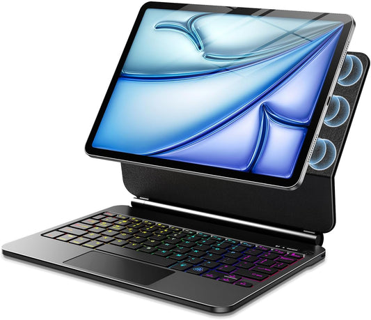 Keyboard Case for iPad Air 11-inch (M3 2025 / M2 2024) & iPad Pro 11 inch(1st/2nd/3rd/4th Generation)，Magic Magnetic Backlit Keyboard Case with Multi-Touch Trackpad- Easy-Set Floating Cantilever Stand