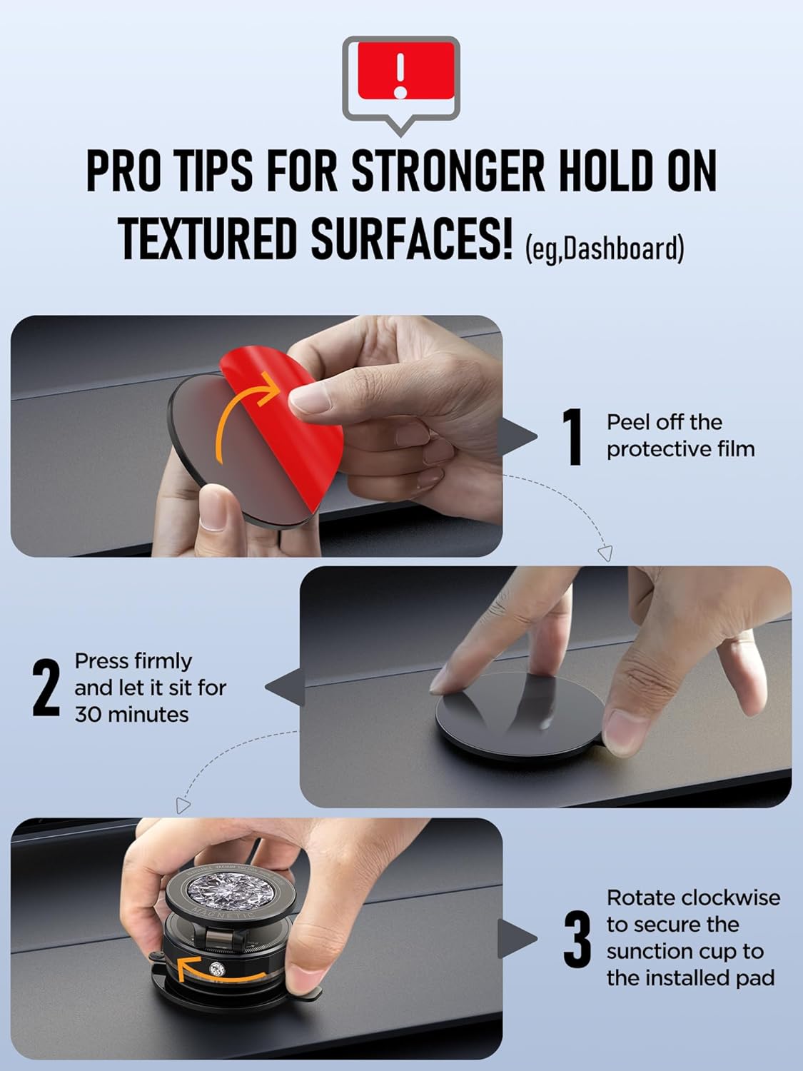 Upgraded Vacuum Magnetic Car Phone Holder for MagSafe[108+LBS Strongest Suction & 3000gf Strongest Magnetic],Suction Cup Phone Mount for Car,Gym,Mirror,Men Women-Obsidian Black