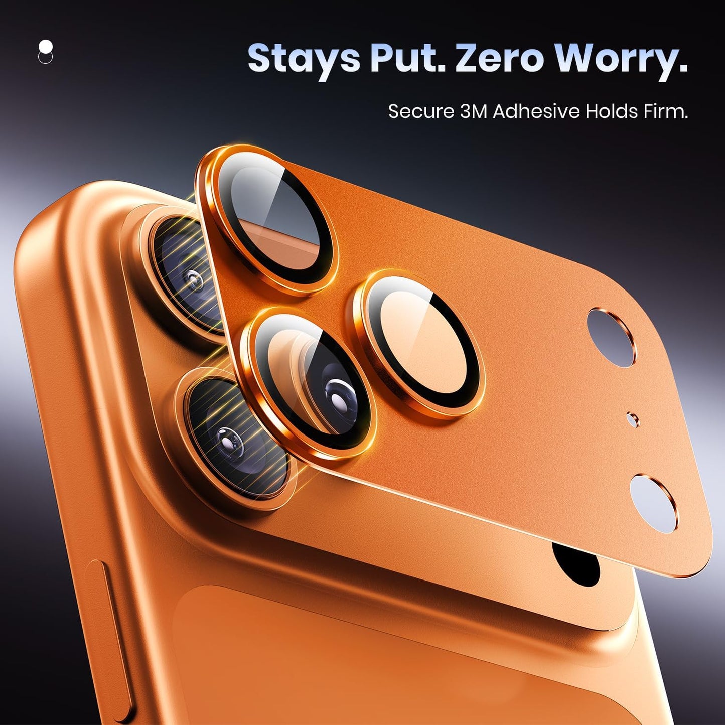 Hoerrye for iPhone 17 Pro Camera Lens Protector - [12FT Shatterproof Military Grade] [Strong Adsorption] Top 9H+ Tempered Glass Camera Screen Full Protective Cover Case Friendly,Cosmic Orange