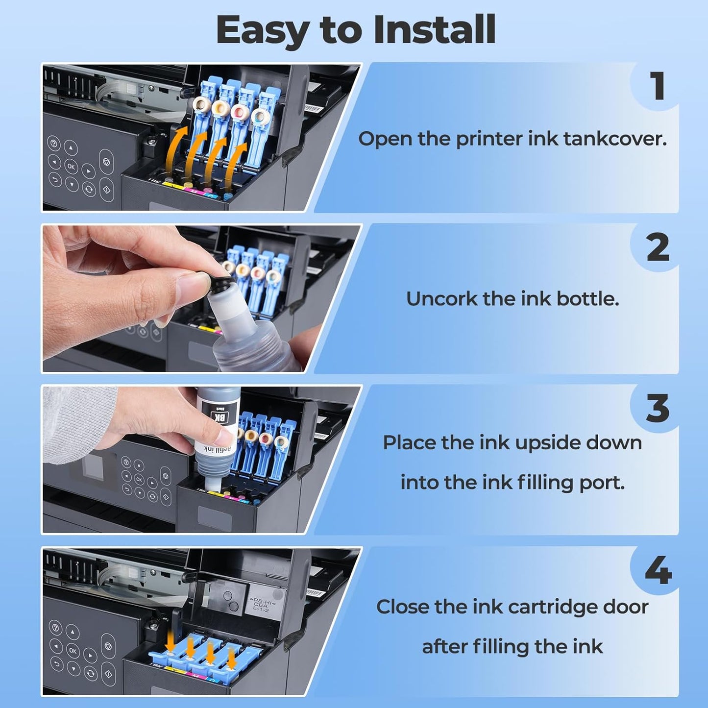522 Ink Refill Bottles ET-2800 ET-4800 ET-2400 ET-2803 Ink Refill for 522 Black Ink Bottles Compatible for ET-2720 ET-4700 ET-4810 ET-2840 Printer - 6 Pack