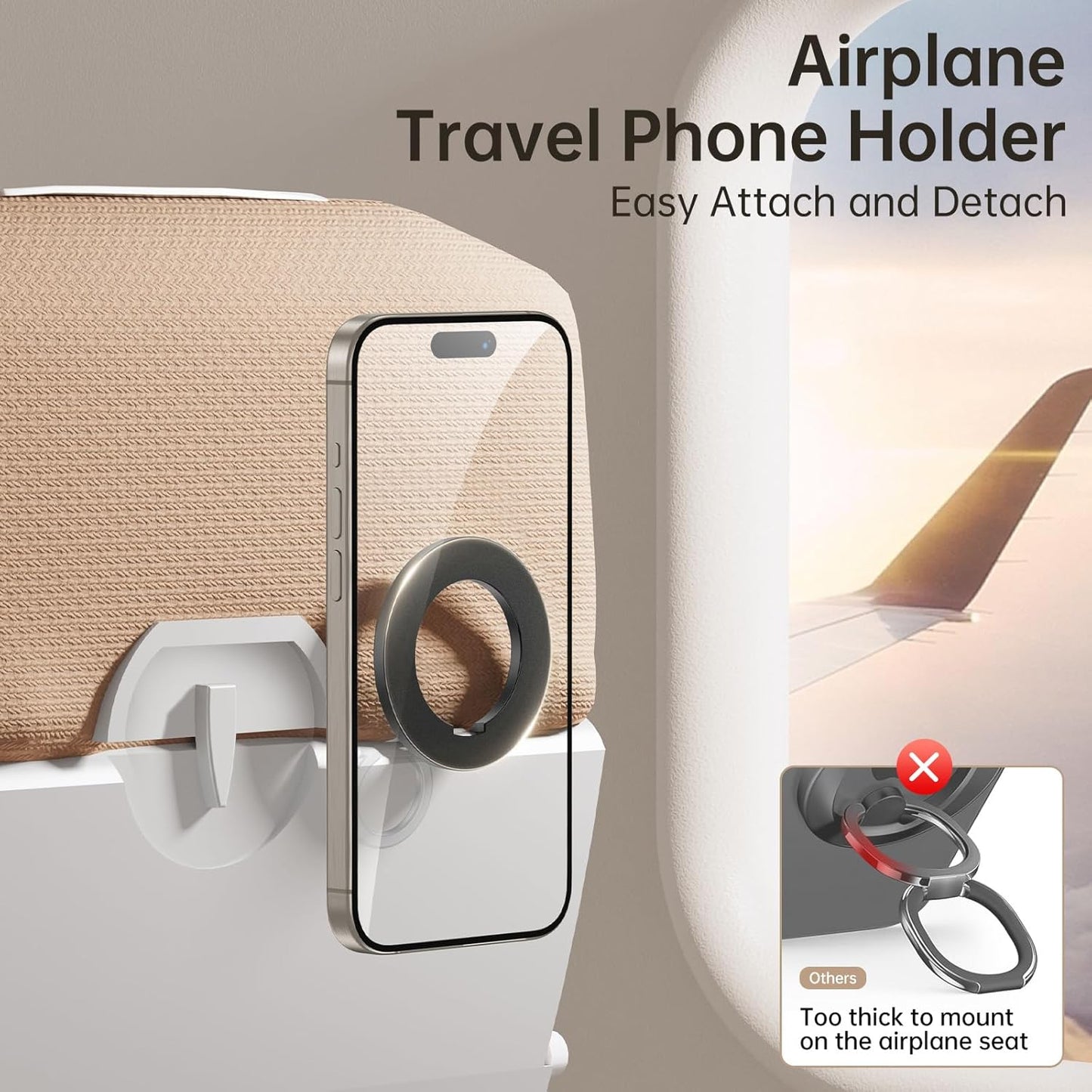 SYNCWIRE for MagSafe Ring Holder, Magnetic Phone Ring Holder Magnet Cell Phone Grip Finger Ring Kickstand Compatible with iPhone 16 15 14 13 12 Pro Max fits MagSafe Accessories