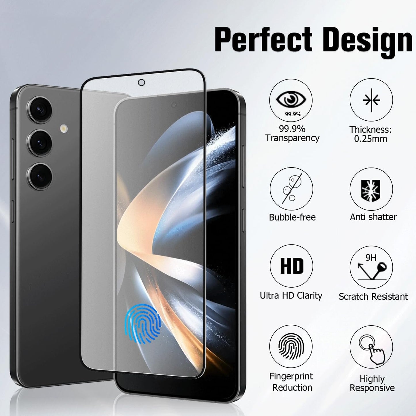 2 Pack Galaxy S24 Plus/S25 Plus Matte Screen Protector,9H Hardness Tempered Glass,Anti-Glare,Anti-Scratch,Smooth and Responsive Absolute,High Definition,Fingerprint Unlock, With Installation Frame