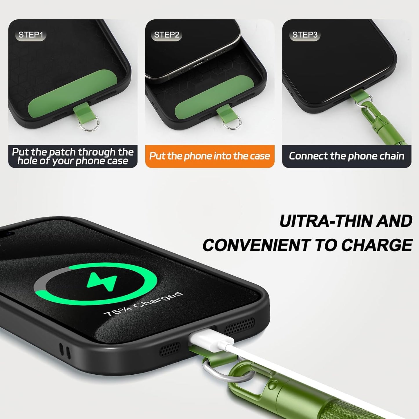 2 Pack Phone Lanyard,2×Phone Wrist Strap,4×Tether Tabs,Universal Cell Phone Multifuctional Patch Polyester Lanyards,Cell Phone Hand Strap for Women and Men(pink+green)