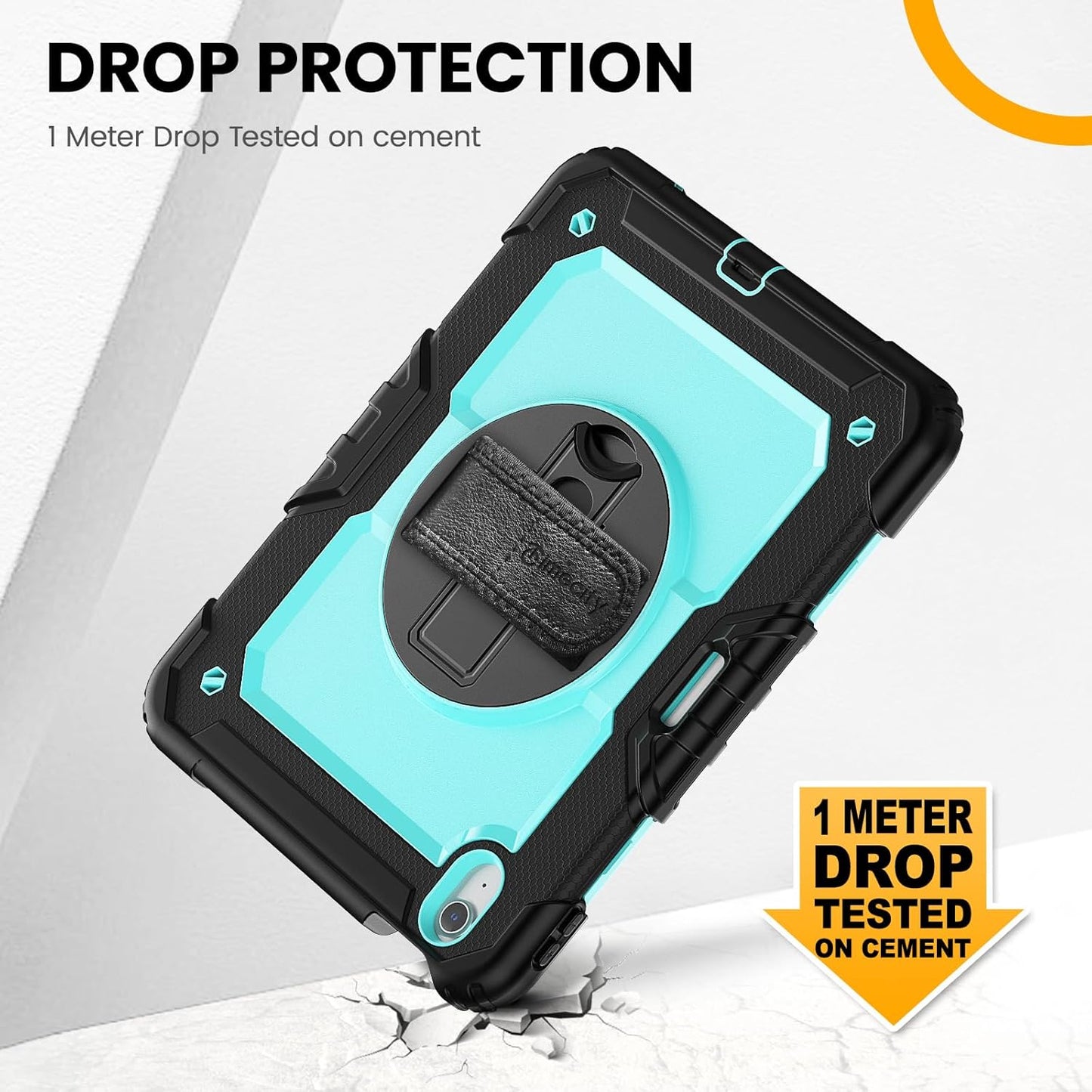 timecity Case for iPad Air 11 Inch M3/ M2 (2025/2024), 360° Rotating Stand, Pencil Holder & Wireless Charging, Shockproof with Screen Protector & Shoulder Strap - for Designers, Blue