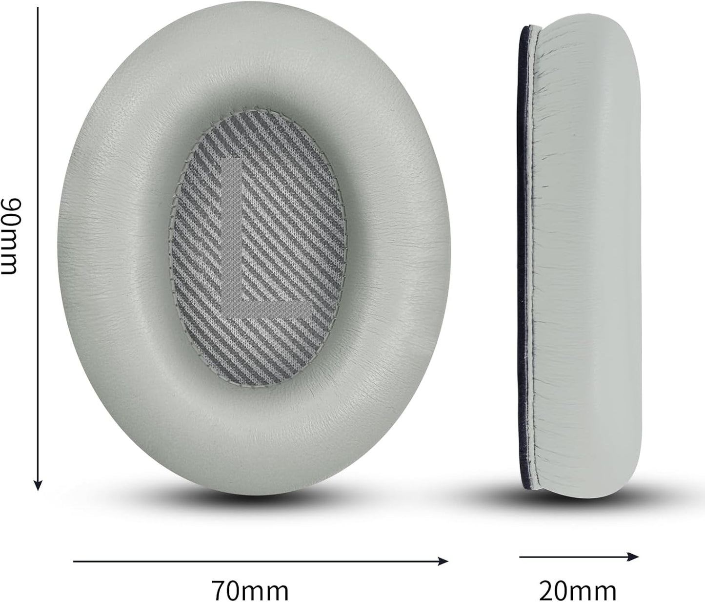 Headphones Replacement Ear Pads, Sheepskin Ear Cushions for Bose QuietComfort 35 (QC35) Improved Durability, Ear Pads Cushions with High-Density Foam, Thickness and Sound Isolation - Gray