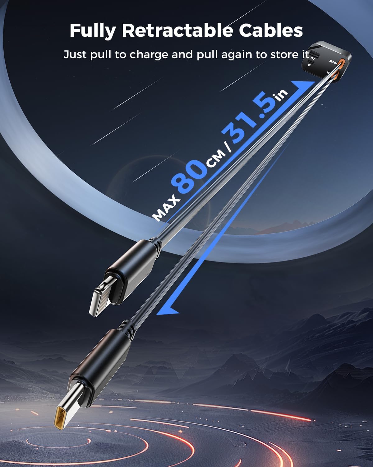 [2025 Upgraded] Retractable Car Charger, SUPERONE 69W Car Phone Charger with Cables Fast Charging, USB C Car Charger Adapter for iPhone 16 15 14 13 12, Samsung, Black