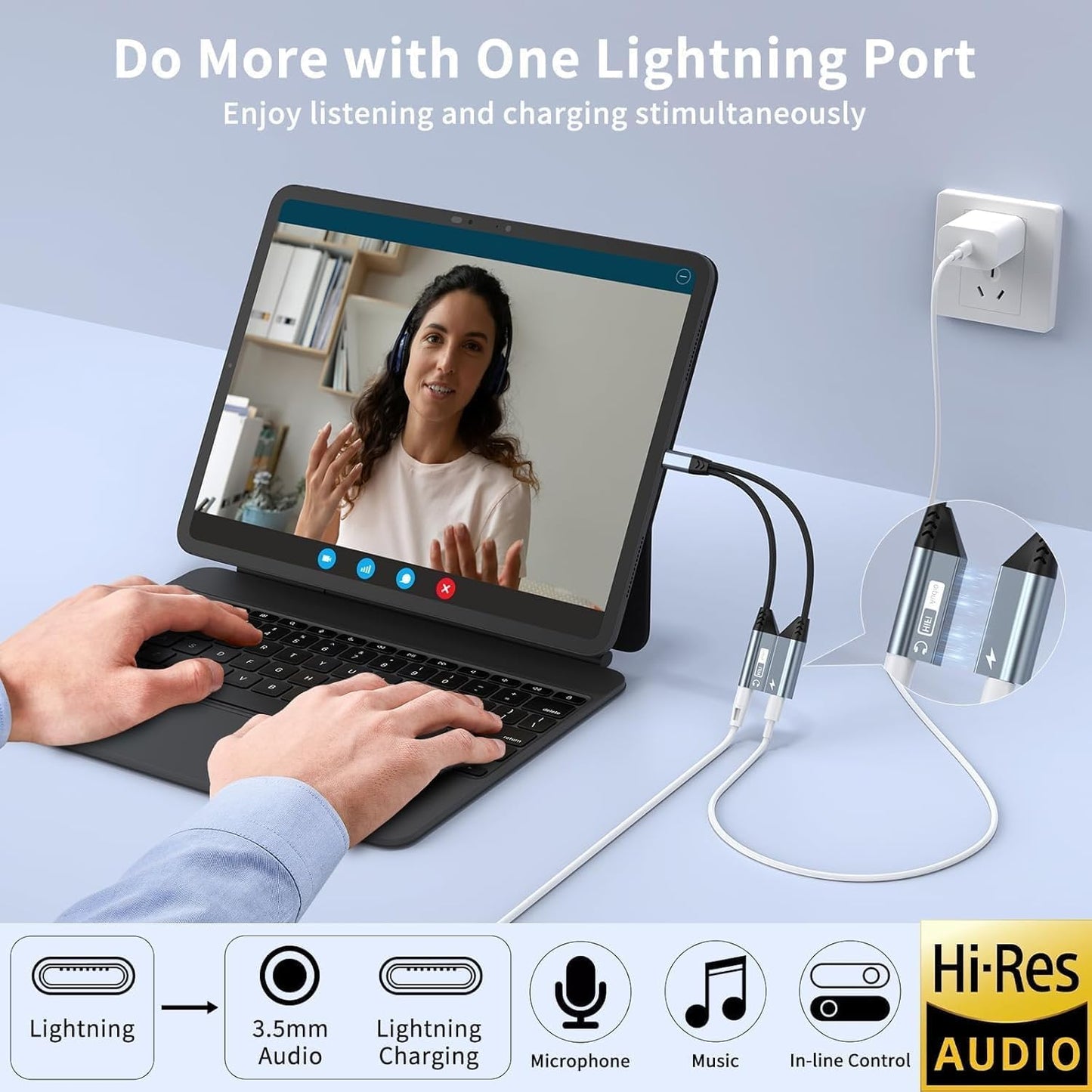 Magnetic Lightning to 3.5mm Headphone Jack Adapter, [Apple MFi Certified] 2 in 1 iPhone Headphone Adapter Aux Audio and Charger Adapter, iPad Headphone Adapter Charging Cable Splitter for iPhone 14 13