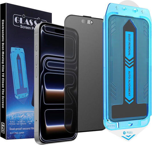 2-Pack Matte Privacy Screen Protector for iPhone 17 Pro 6.3-inch, 9H Tempered Glass, Full Coverage, Anti-Fingerprint, Auto Dust-Elimination, No Bubble, Easy Installation