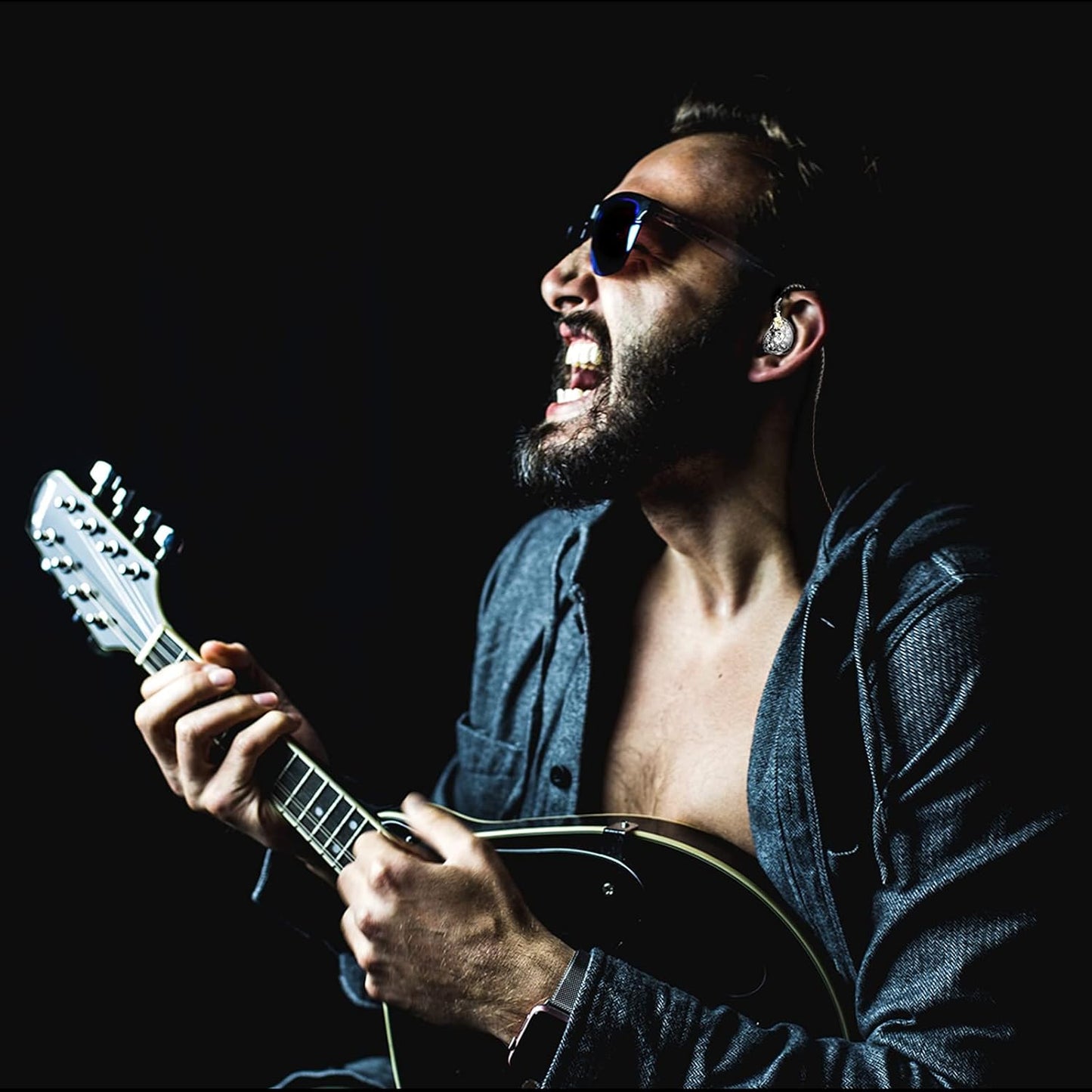 BASN ASONE 14.2mm Planar Driver in-Ear Monitors Earphone with Two Detachable MMCX Cables for Musicians Drummers Bass Players Singers(Clear)