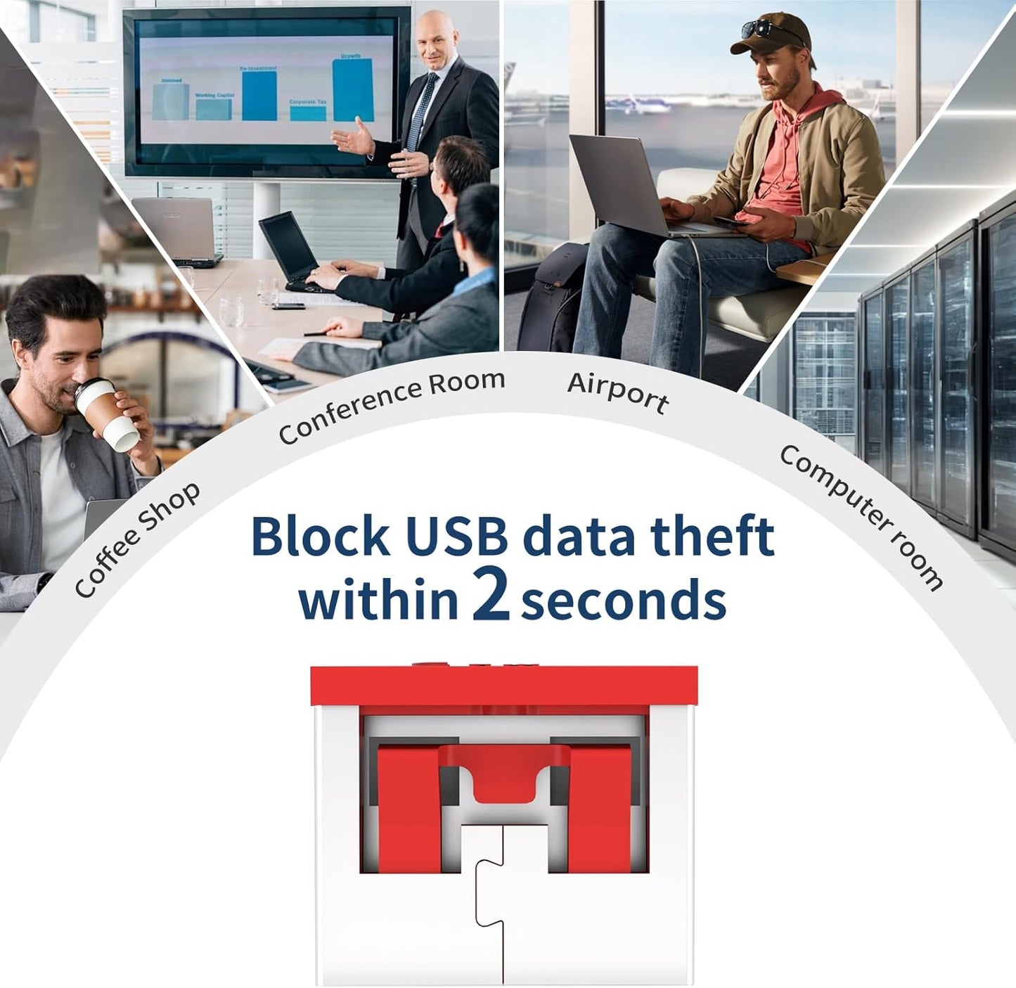 12PCS USB Metal Port Lock Blocker with 1 Key - Secure USB-A Port Protector for PC/Laptop, Anti-Theft Data Security Lock, Dust & Moisture Proof Cover, Removable Type-A Connector Red