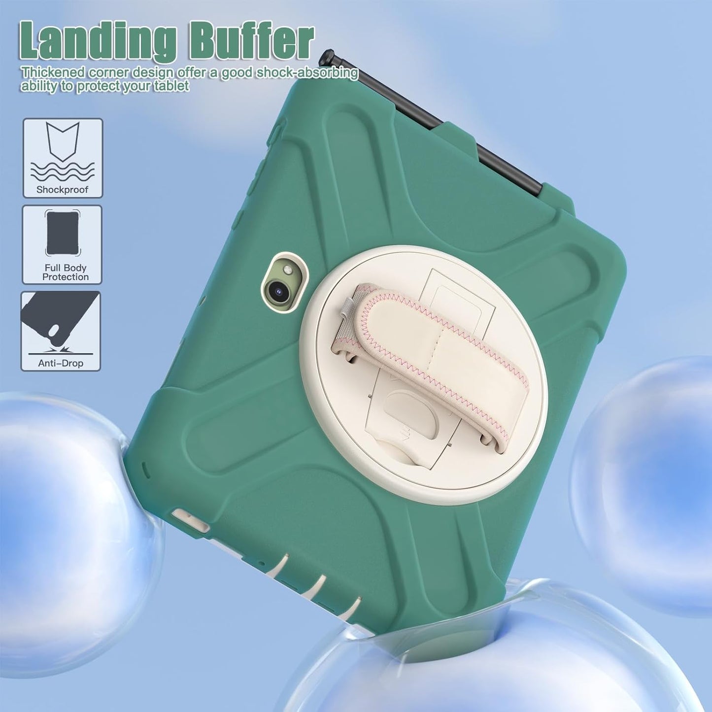 rantice Compatible with Samsung Galaxy TAB Active PRO 10.1 inch/Tab Active4 PRO Case, Heavy Duty Rugged Shockproof Drop Protection Case, Hand Strap&Shoulder Strap for SM-T540/T547/T630/T638 (Green)