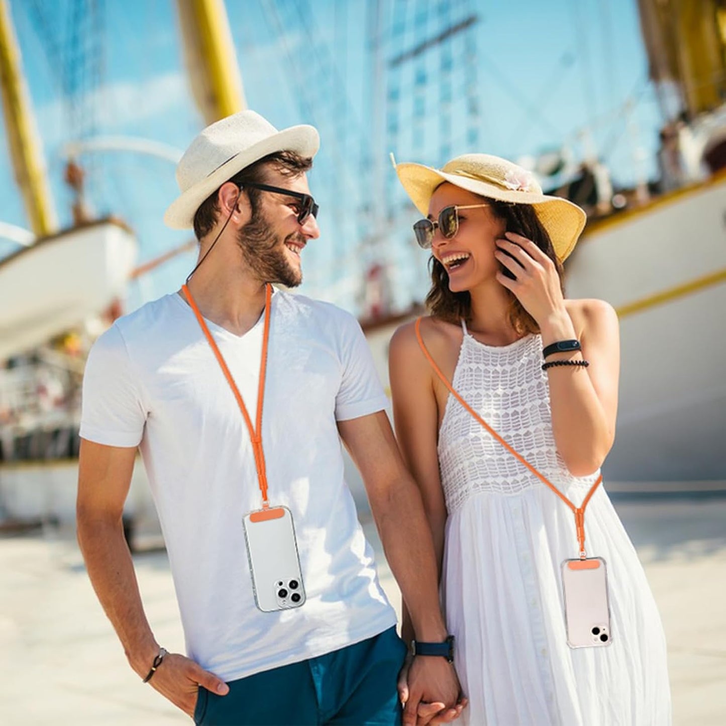 3 Pack Phone Lanyard,1×Phone crossbody strap,1×Phone Neck Strap,1×Wrist Strap,3×Tether Tabs,Universal Cell Phone Multifuctional Patch Polyester Lanyards(Orange)