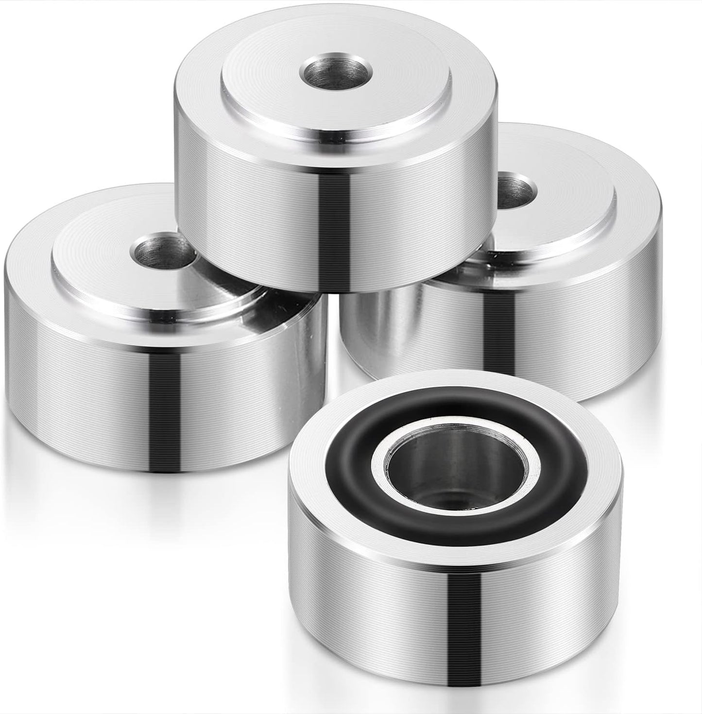 Facmogu 4PCS Silver Aluminum Alloy Speaker Isolation Feet, Turntable Isolation Pad for Reduce Vibration & Resonance, Speaker Spike Pads with Non-Slip Rubber Ring for Amplifier HiFi Devices Recorder CD