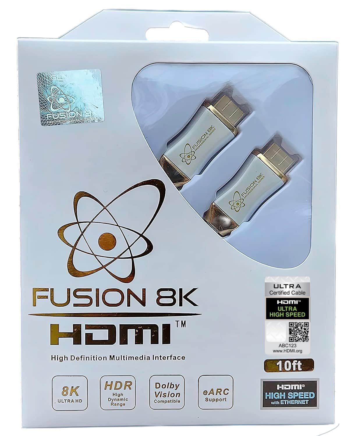 White HDR HDMI 2.1 Certified Cable Supports 10K 8K @60Hz and 4K @120Hz Compatible with Dolby Vision and All TVs, BluRay, Xbox Series X, PS5 (10 Feet)