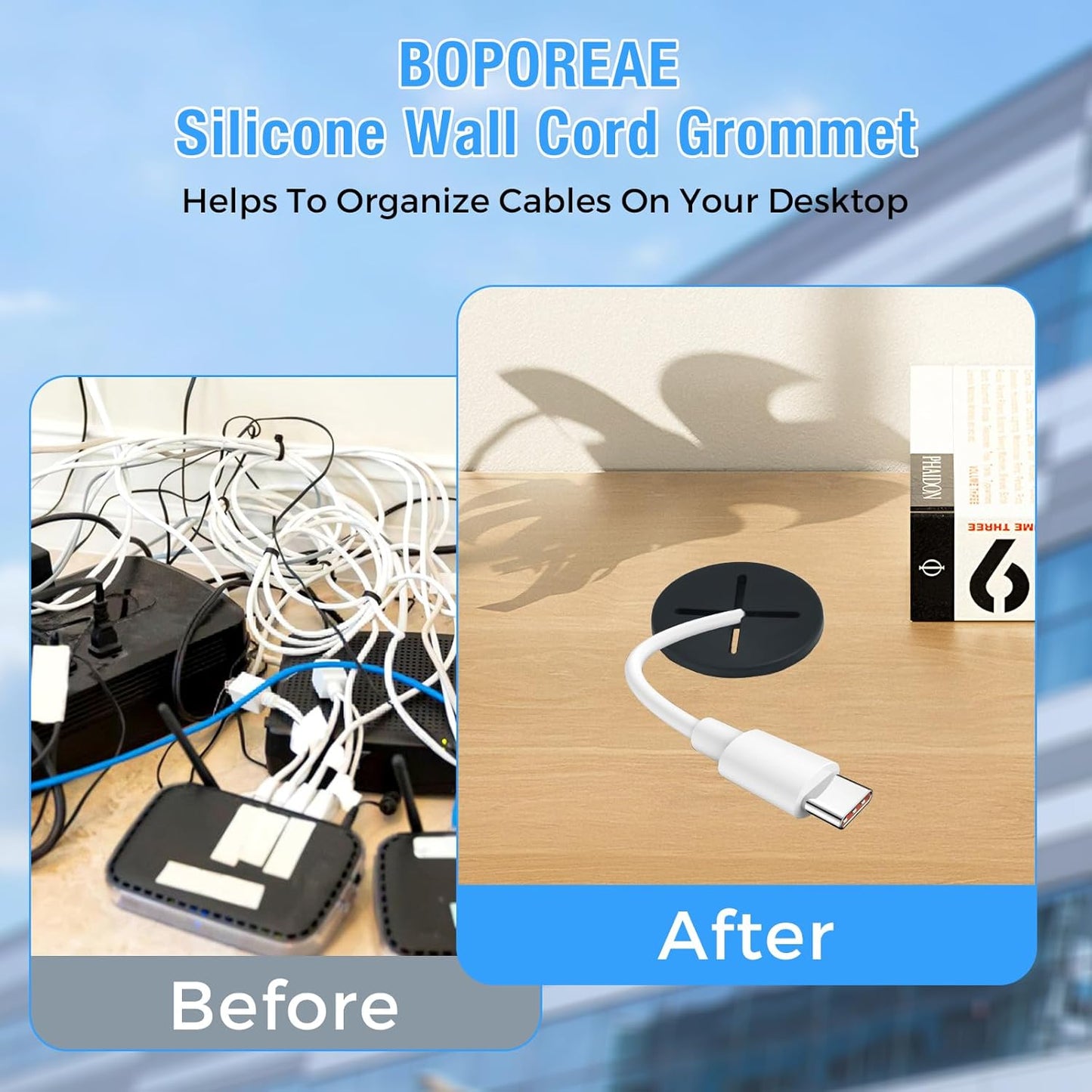 Desk Grommet, 1 in 25 mm Silicone Rubber Grommets, Black Desk Hole Cover for Cables, Flexible Wall Cord Pass Through Grommet for Office Table Computer Home Furniture Wire Organizer-8 Pcs