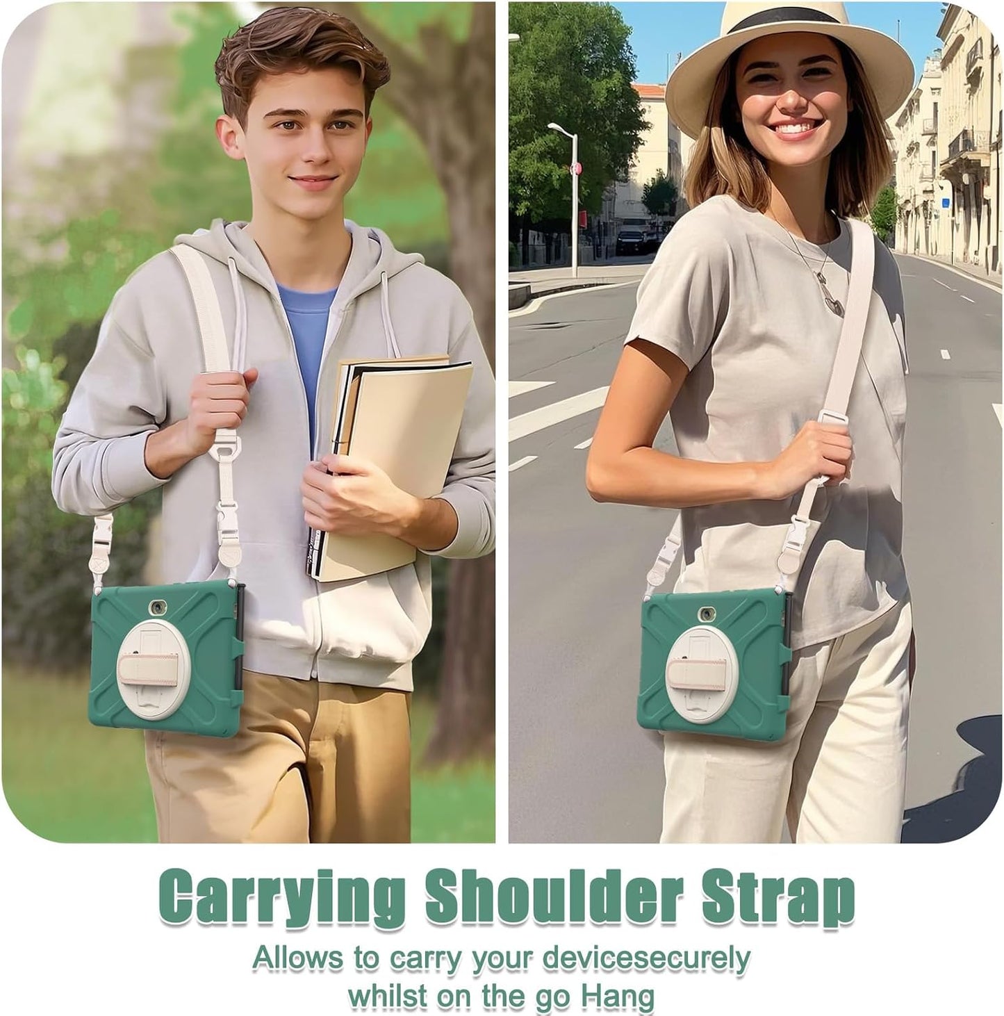 rantice Compatible with Samsung Galaxy TAB Active PRO 10.1 inch/Tab Active4 PRO Case, Heavy Duty Rugged Shockproof Drop Protection Case, Hand Strap&Shoulder Strap for SM-T540/T547/T630/T638 (Green)