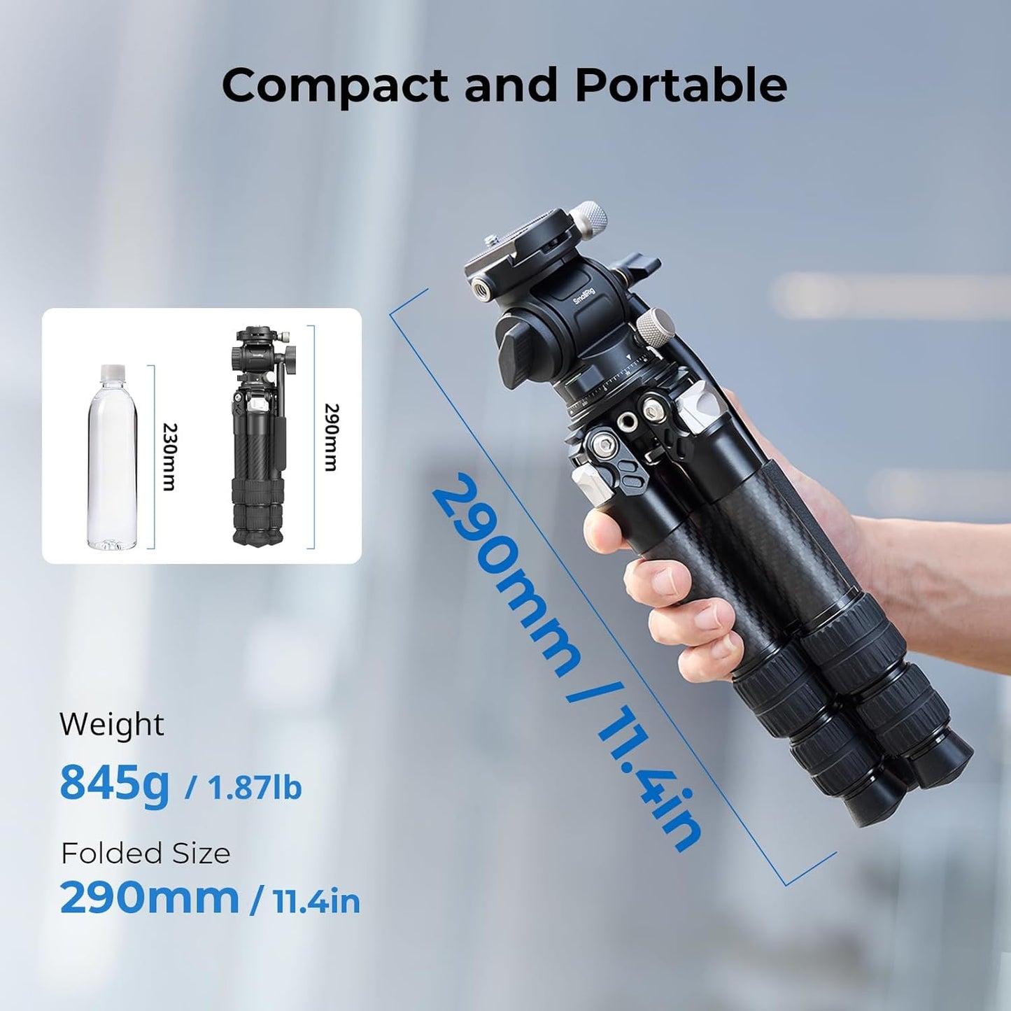 SmallRig Portable Carbon Fiber Tabletop Tripod Kit, 17'' Compact Mini Desktop Tripod with Video Head High Load-Bearing, Built-in QR Plate for Arca, Max Load 3kg / 6.6lb for Cameras, DSLR