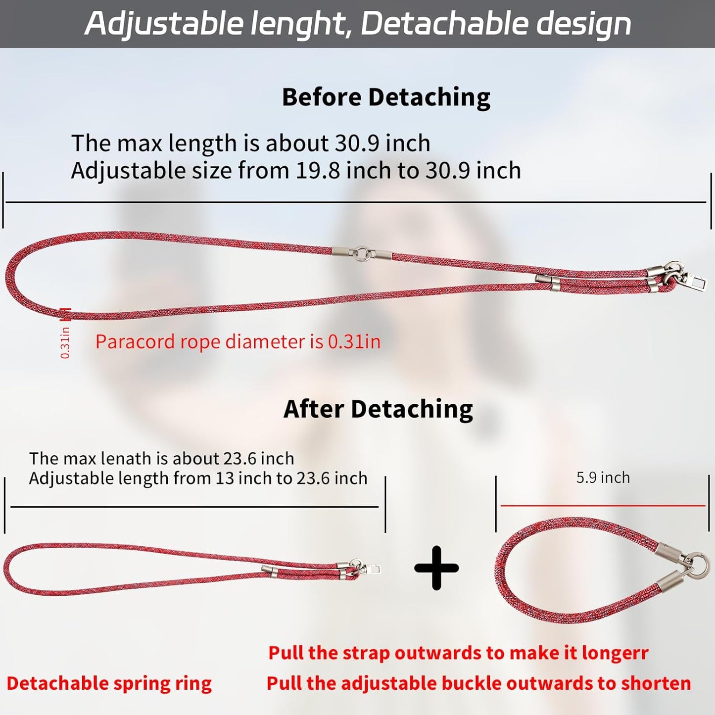 3-in-1 Adjustable Phone Lanyard Crossbody Cell Phone Neck Strap Universal Mobile Wrist Lanyard