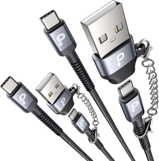 USB C Cable 10FT, 2Pack USBA to USBC Charger Cable, USBC to USB-C Cable, Type C Fast Charging Nylon Braided Cord for iPhone 16/15/Plus/Pro Max/Samsung/LG, with Type C Female to USB A Male Adapter