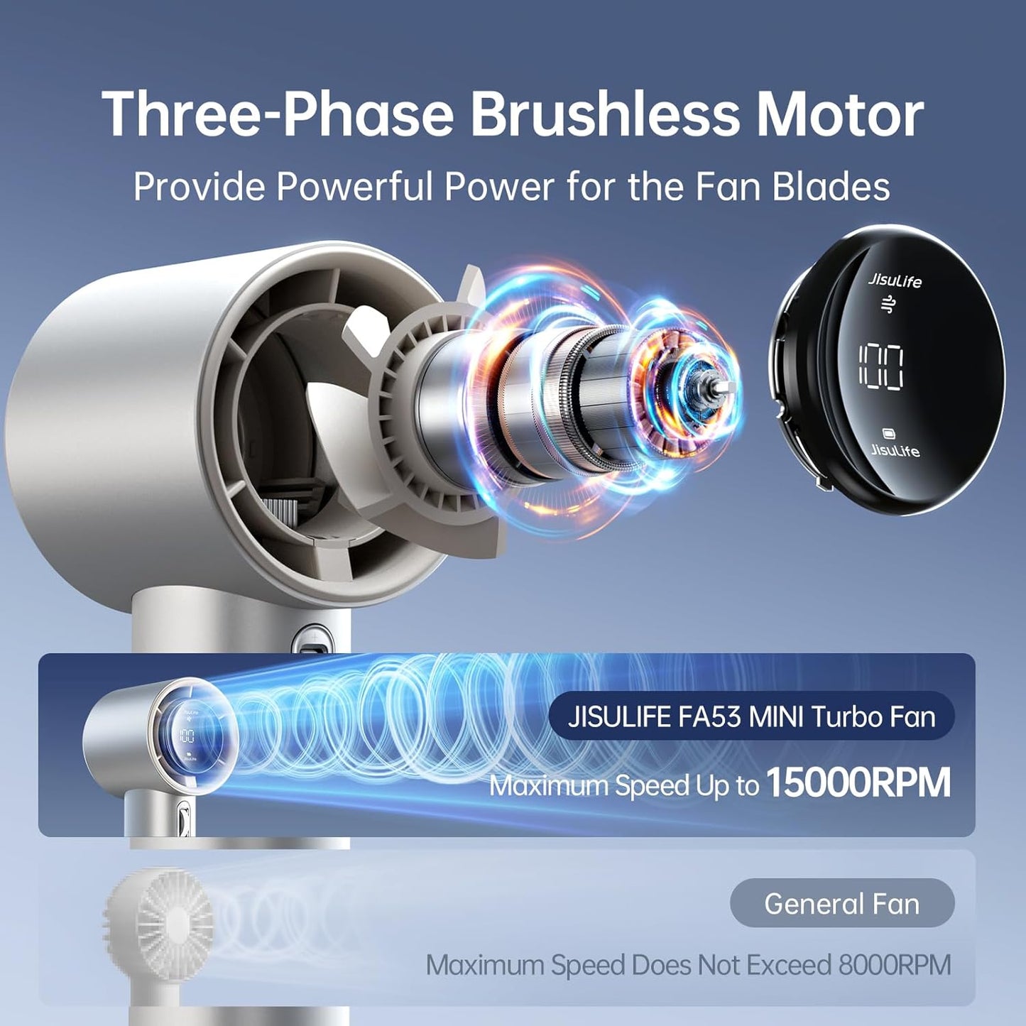 JISULIFE Handheld Fan Pro Series - Extreme Cooling Output: 1-100 Speed Scroll Wheel, Metal Body, Digital Display, 1.5H Fast Charge, 5000mAh-Portable Fan for Travel Outdoor, Gifts for Women Men(Brown)