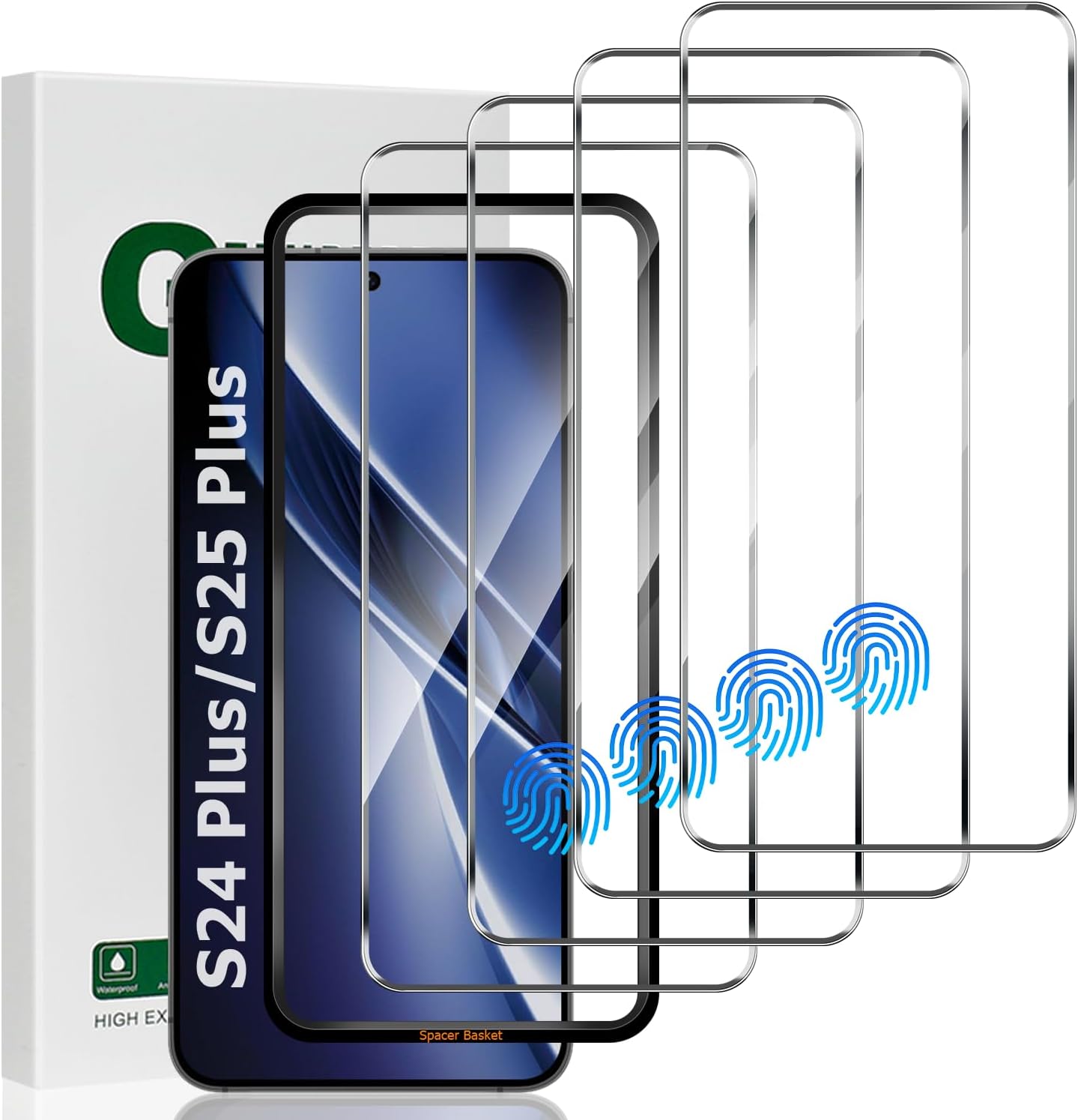[4Pack] Screen Protector For Galaxy S24 Plus/S24+ Galaxy S25 Plus/Galaxy S25+[Tempered Glass] [Japan Glass with 9H Hardness]Fingerprint unlock with installation frame HD clear Screen Protector