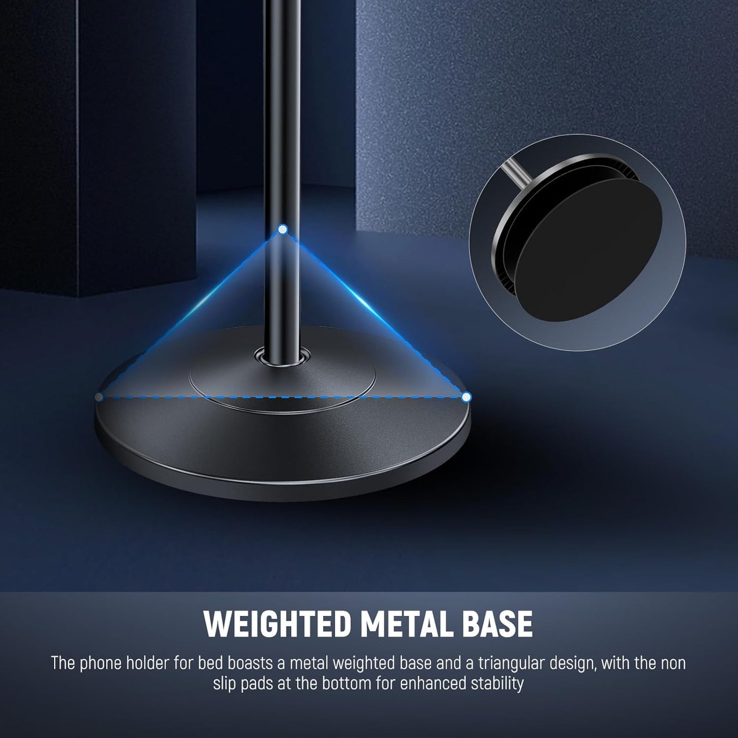 NEEWER BASICS Phone Floor Stand with Horizontal Extension Arm, Adjustable Bed Phone Holder Clamp Mount Compatible with iPhone 16 15 Pro Max Plus Samsung for Video Recording, Weighted Metal Base, ST009