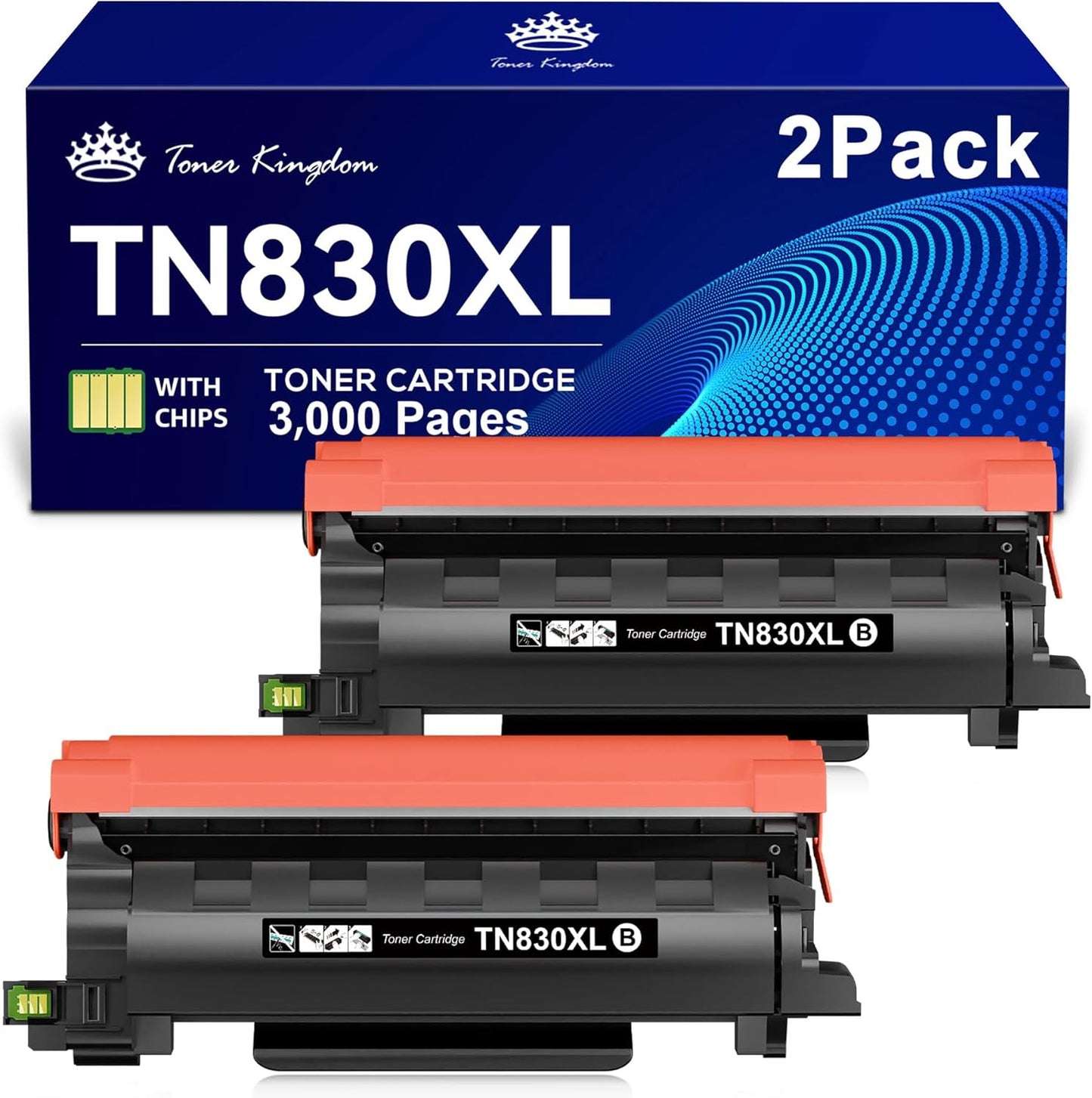 Toner Kingdom Compatible TN830XL Toner Replacement for Brother TN830XL TN830/XL/V/R TN-830XL with DCP-L2640DW HL-L2460DW HL-L2405W HL-L2480DW MFC-L2820DW MFC-L2760DW MFC-L2900DW XL (2 Black)