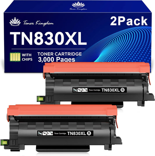 Toner Kingdom Compatible TN830XL Toner Replacement for Brother TN830XL TN830/XL/V/R TN-830XL with DCP-L2640DW HL-L2460DW HL-L2405W HL-L2480DW MFC-L2820DW MFC-L2760DW MFC-L2900DW XL (2 Black)