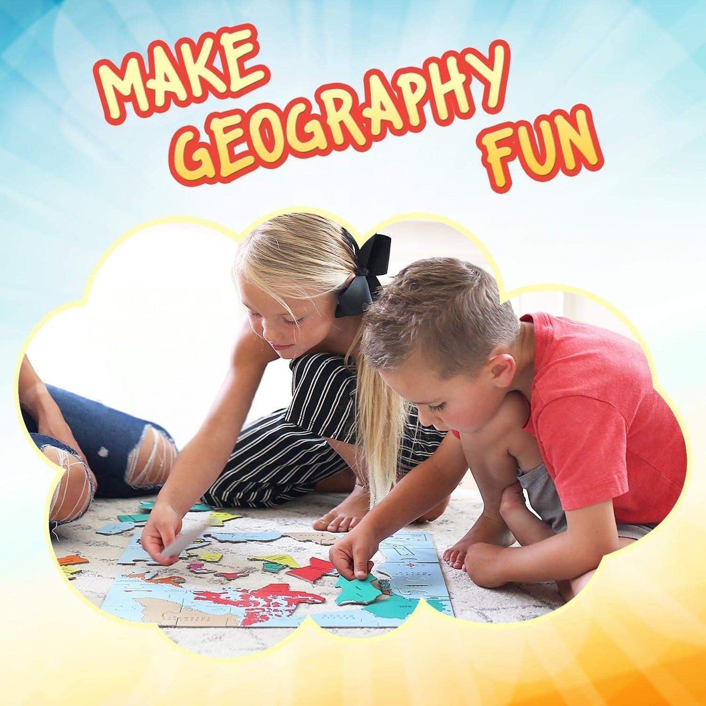 GeoToys GeoPuzzle, Country-Shaped Jigsaw Puzzles Set of 6, Geography Puzzle, Geography Game & Map Puzzle - Jigsaw Puzzles for Kids Ages 6-9 Years Old