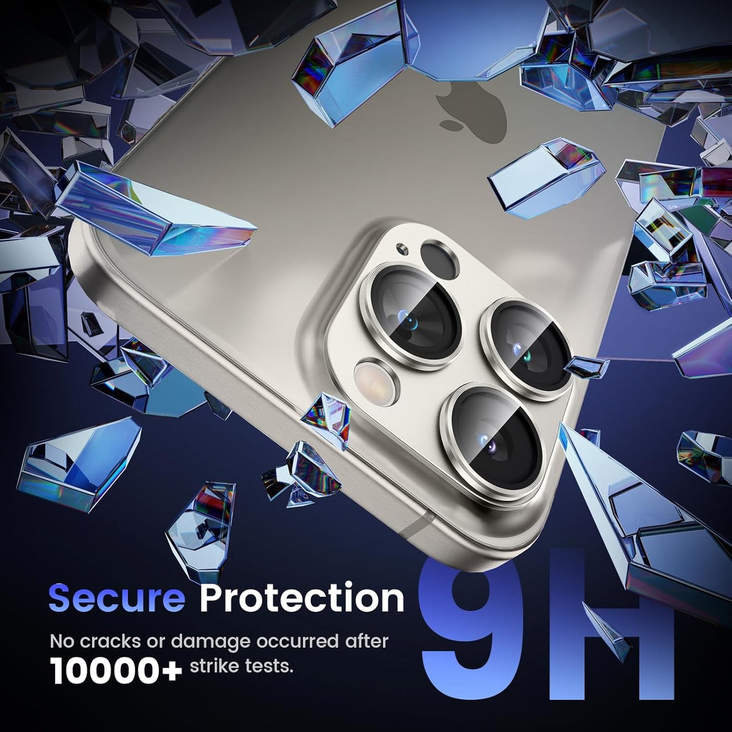 Tensea for iPhone 16 Pro/iPhone 16 Pro Max/iPhone 15 Pro/iPhone 15 Pro Max Camera Lens Protector, Metal Aluminum Alloy Tempered Glass Cover Camera Screen Protector Accessories, Case Friendly