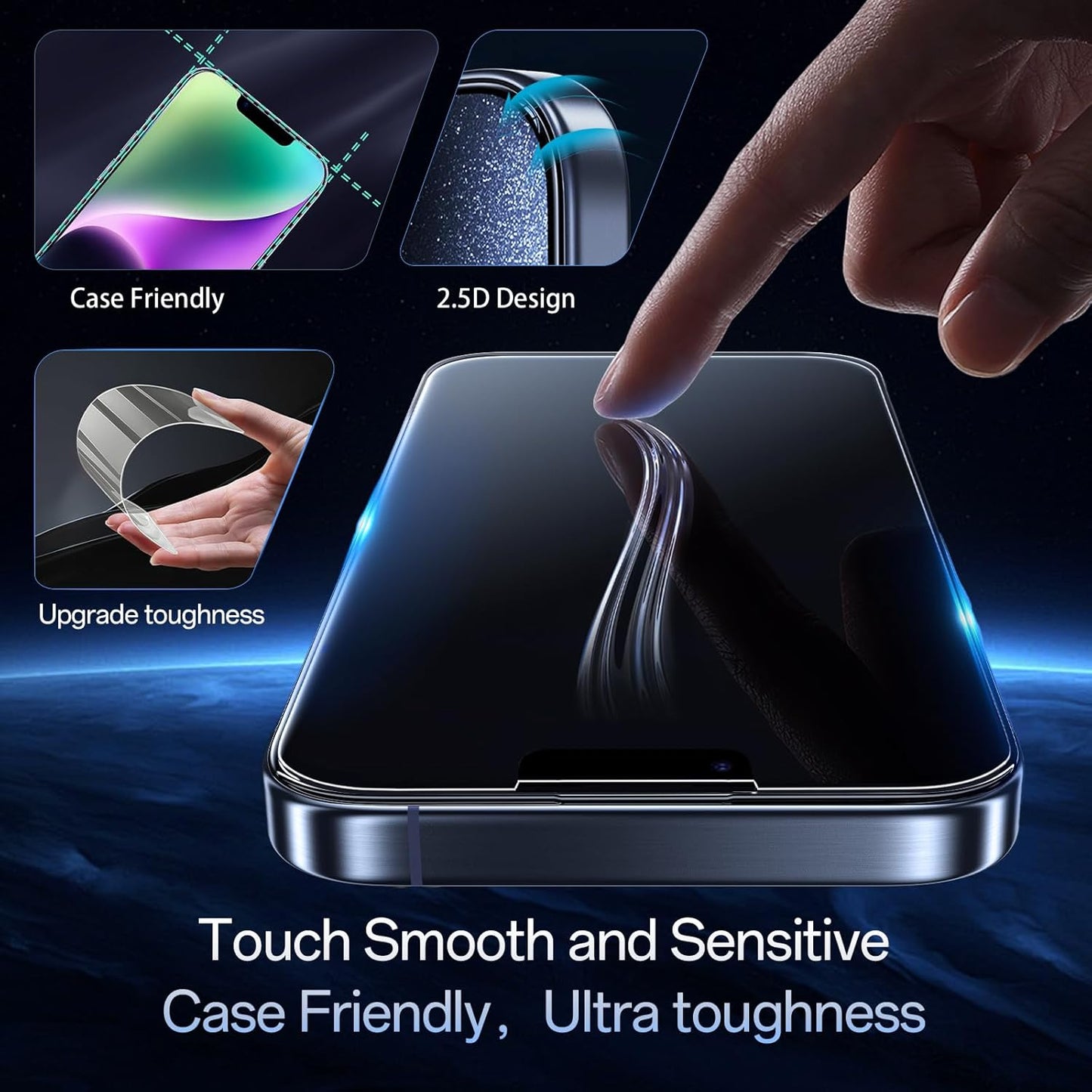 Screen Protector for iPhone 13 Pro Max/14 Plus [6.7 Inch], Colorless Anti-Blue Light Tempered Glass Films, Eye Protection,9H Hardness, No Bubbles, Case Friendly Easy Installation Kit, 2 Pack