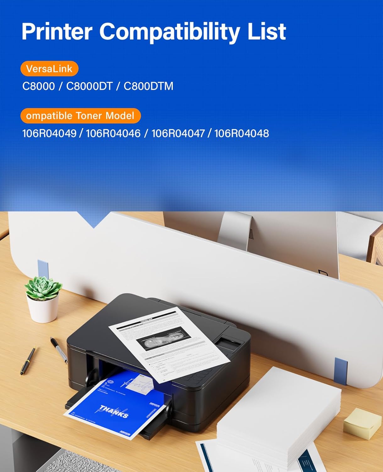 VersaLink C8000 High Capacity Toner Cartridge Set 4-Pack Replacement for Xerox 106R04049 106R04046 106R04047 106R04048 Compatible with Xerox VersaLink C8000 C8000DT C800DTM Printer Black Cyan Magenta