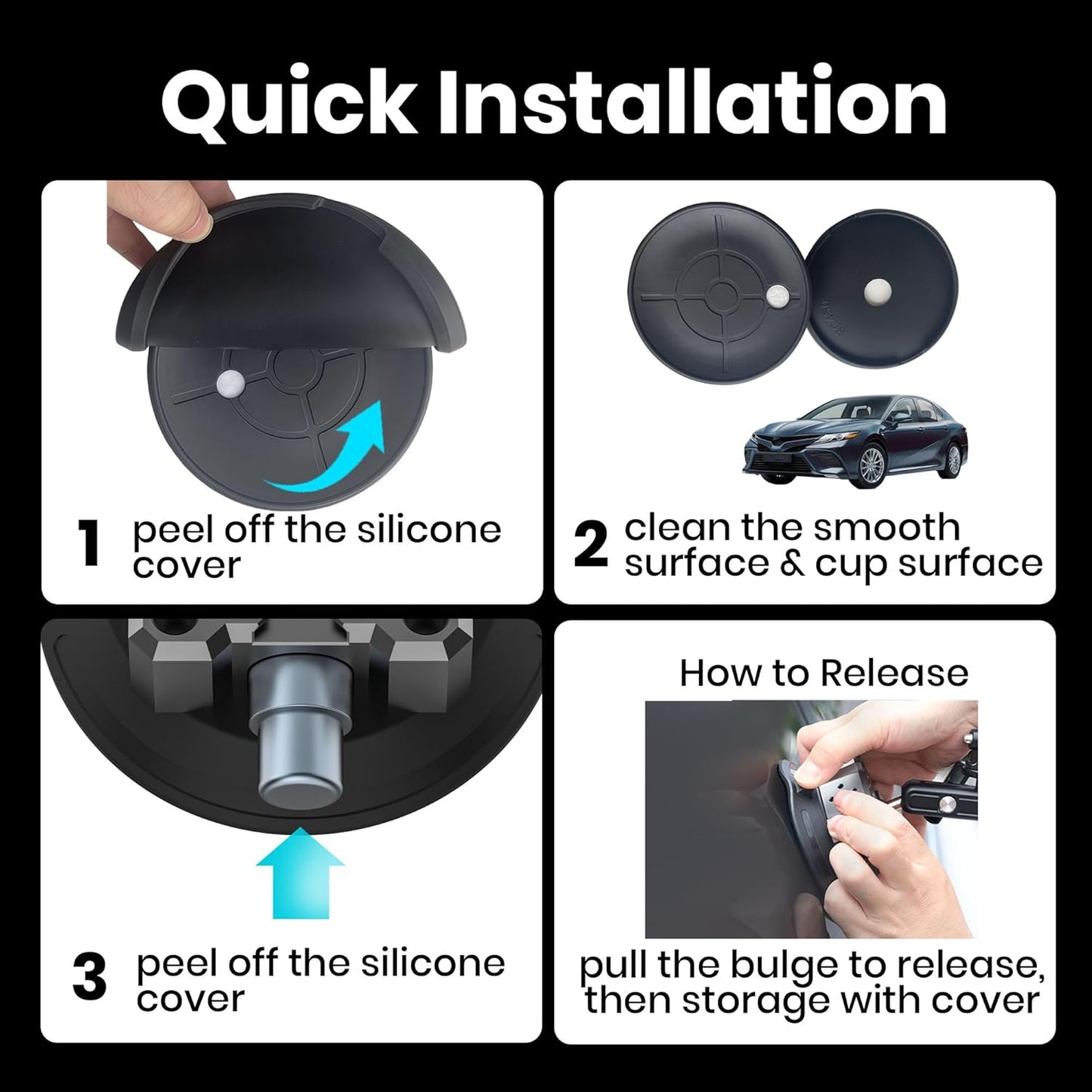 4.5" Suction Cup Camera Mount with 4.72" Extension Rod, Universal Car Mount for Cameras, Phones, Cameras with 3.84" Magic Arm