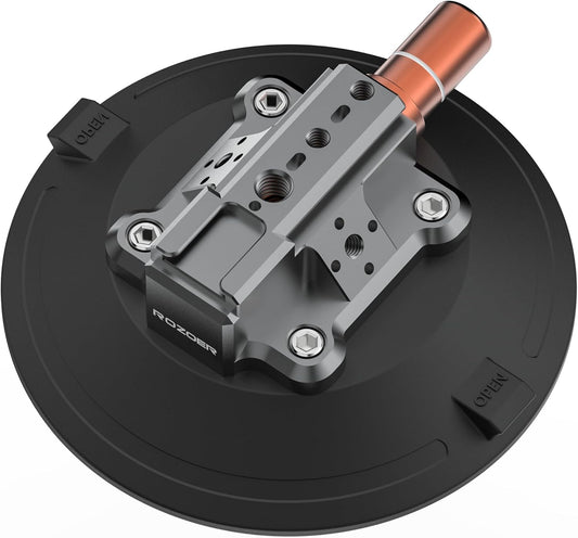 6" Suction Cup Camera Mount – Car, Windshield & Dash Cam Mount with Cold Shoe, NATO Rail, 1/4"-20 & 3/8-16 Threads (6”)