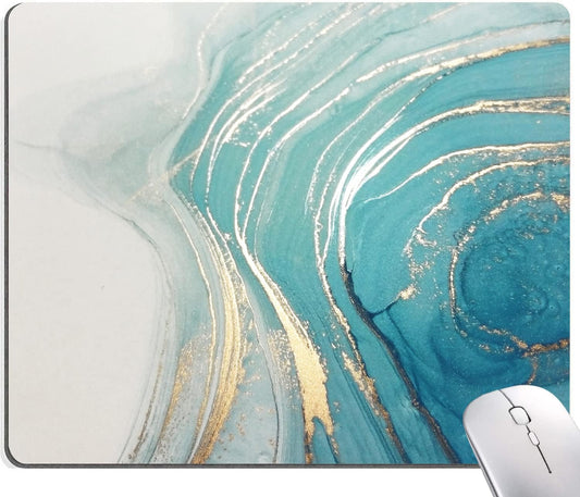 Mouse Pad, Marble Mouse Pad, Square Premium-Textured Mouse Mat Waterproof Non-Slip Rubber Base Computer Mousepads for Office Laptop Desk, Blue Marbling