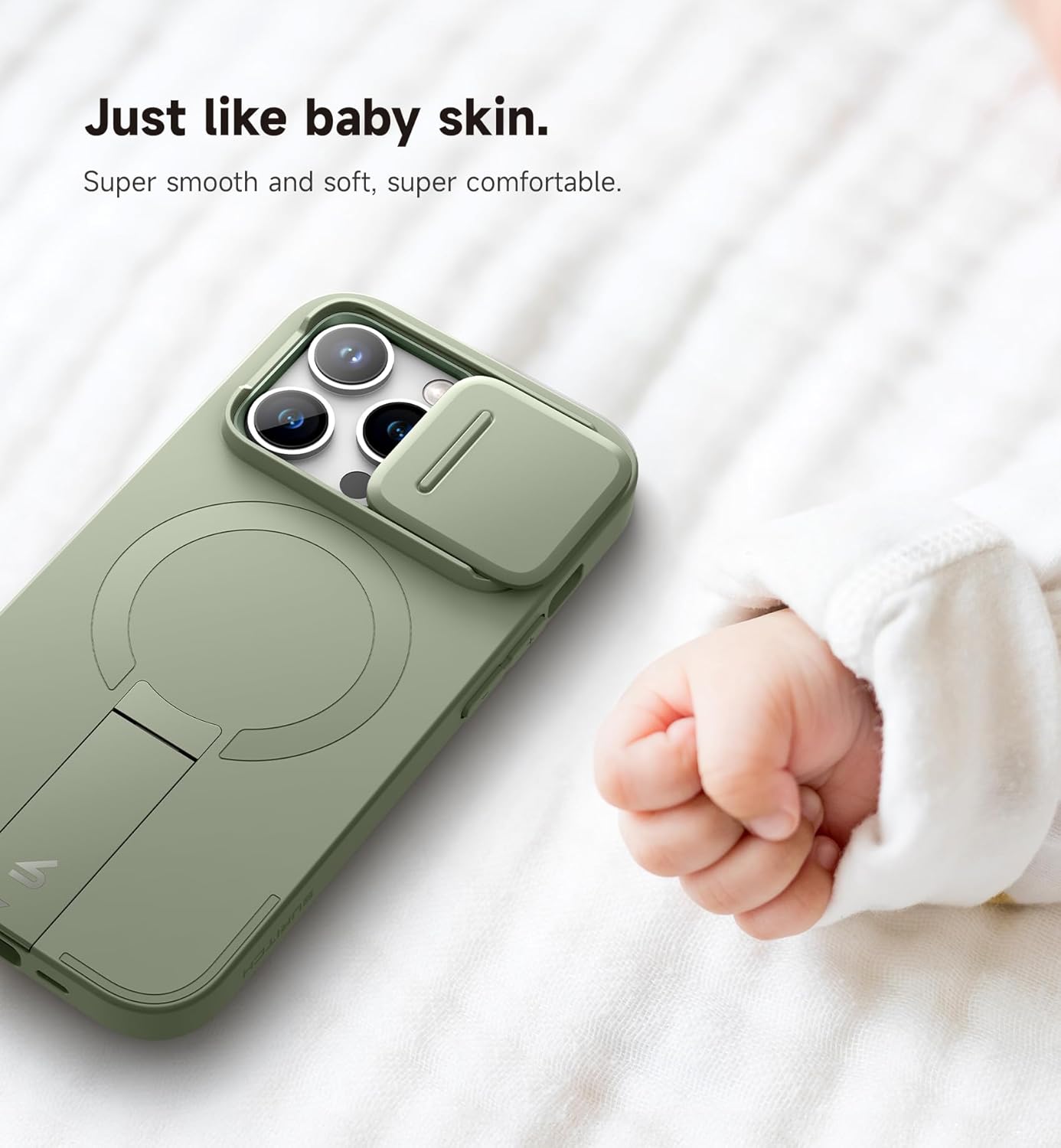 SURITCH for iPhone 14 Pro Case with Magnetic Camera Slide Cover and Adjustable Kickstand, Compatible with MagSafe, Shockproof Bumper Case Slim Protective Cover for iPhone 14 Pro 6.1 Inch, Green