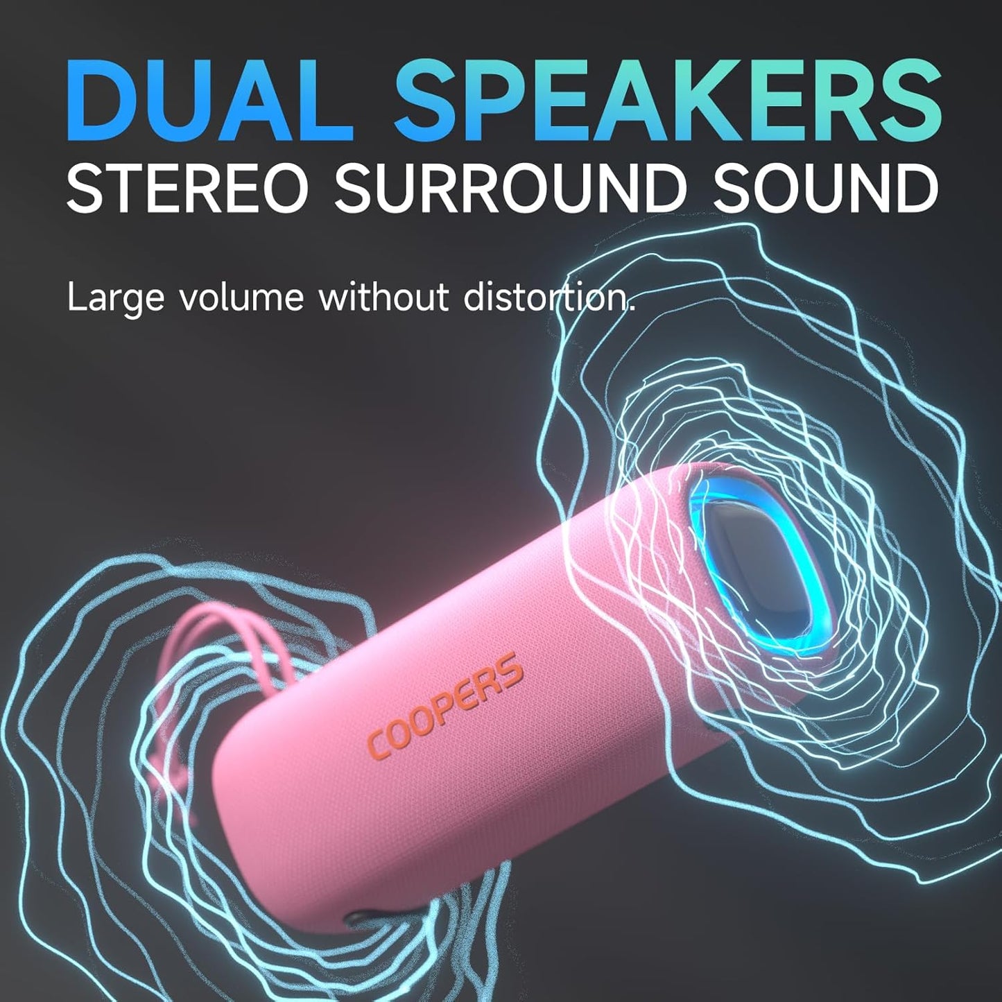 Portable Bluetooth Speaker, Wireless Bluetooth Speaker with Clear Loud Stereo Sound, IPX5 Waterproof Speakers with RGB Lights, BT5.3, Long Playtime, TWS Pairing for Home Outdoor Party Beach Travel