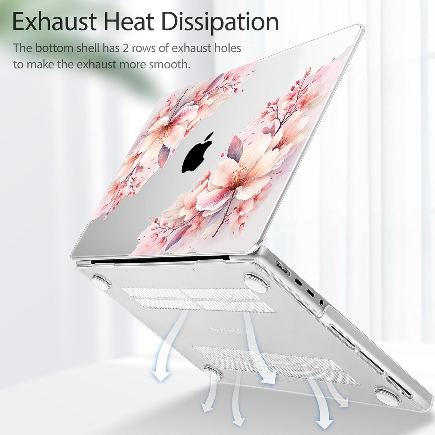 Tuiklol for M4 MacBook Pro 14 Inch Case 2024-2021 Release A3112 A3401 A3185/M3 A2918 A2992/M2 A2779/M1 A2442 Pro/Max Chip,Hard Shell Case with Screen Protector for Touch ID,Big Floral