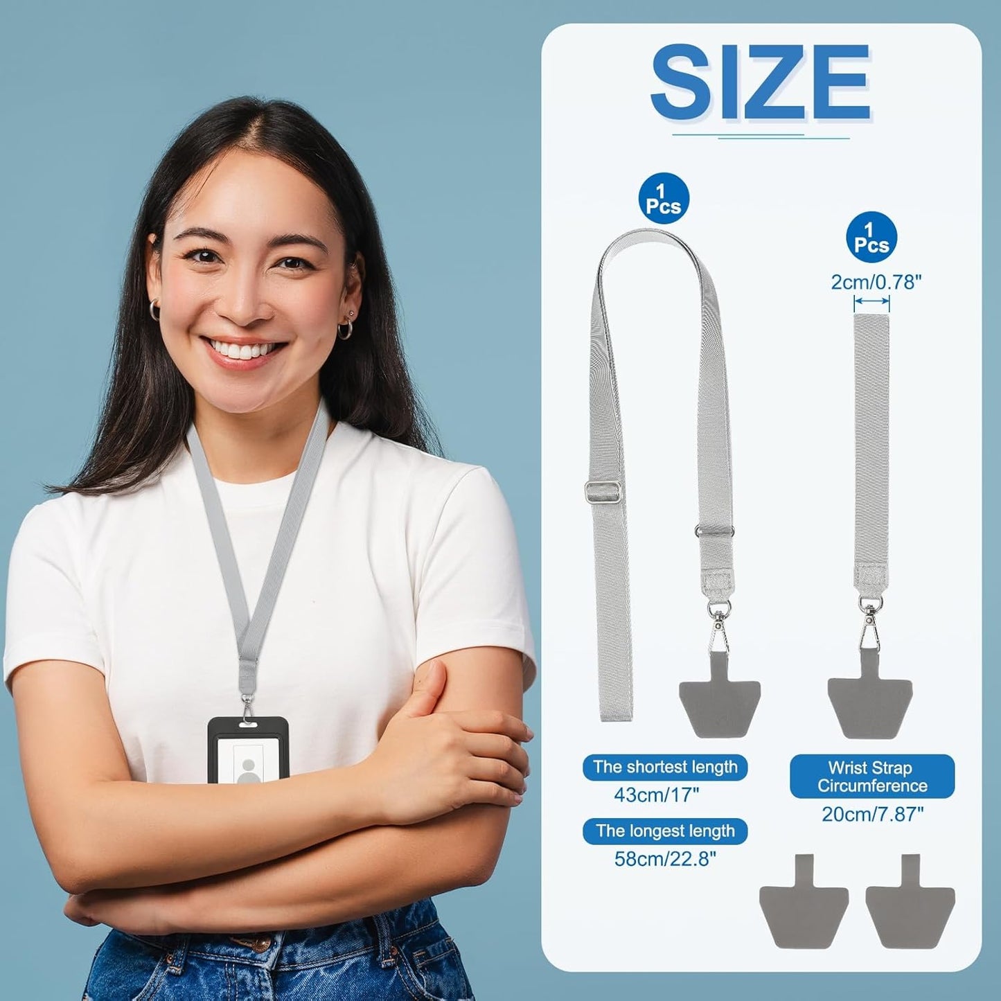 PATIKIL Smart Phone Lanyard with Wrist Strap and Patches for Most Smartphones ID Badges Keychain